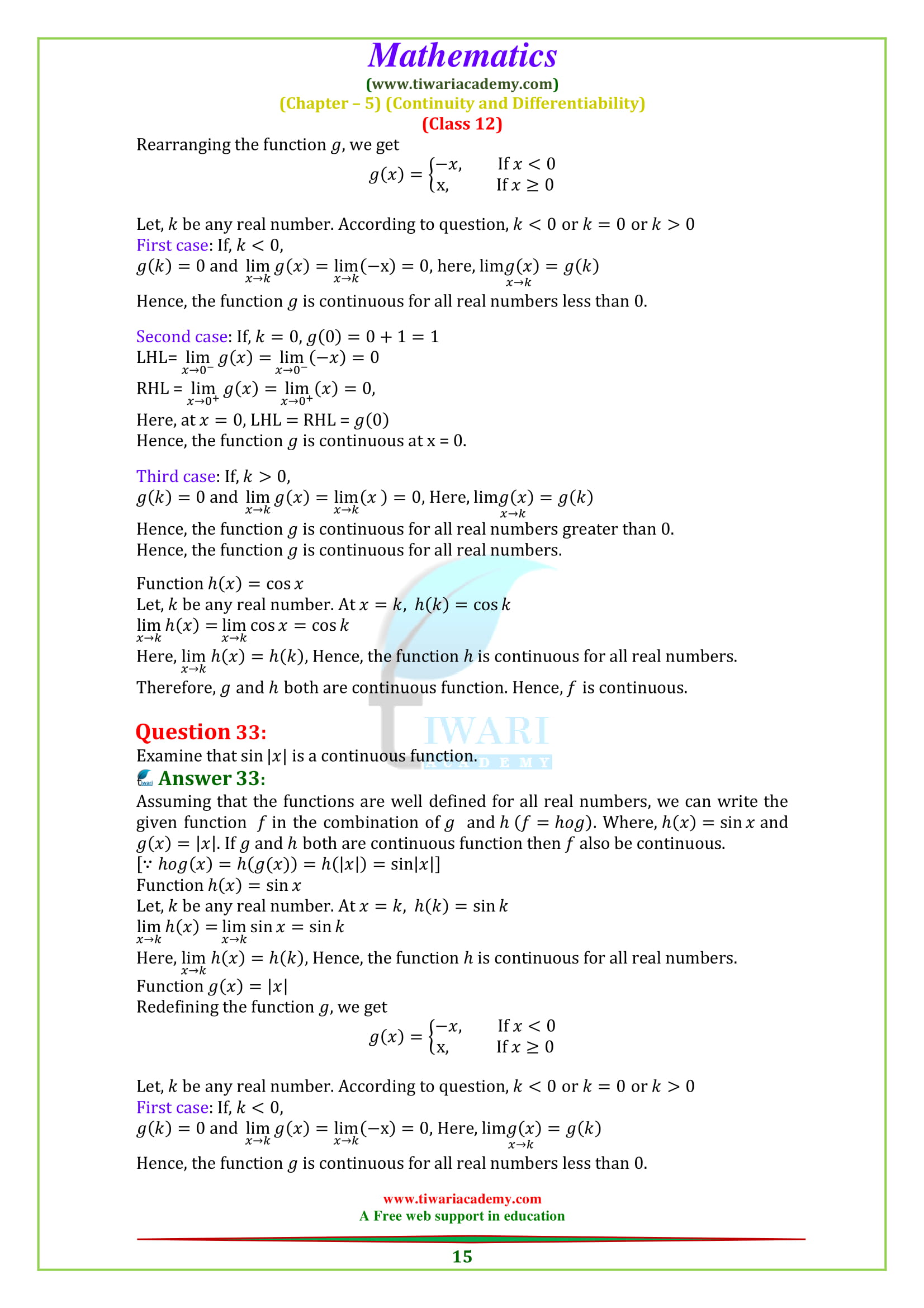 Ncert solutions for class 12 maths chapter 5 exercise 5 1 in pdf