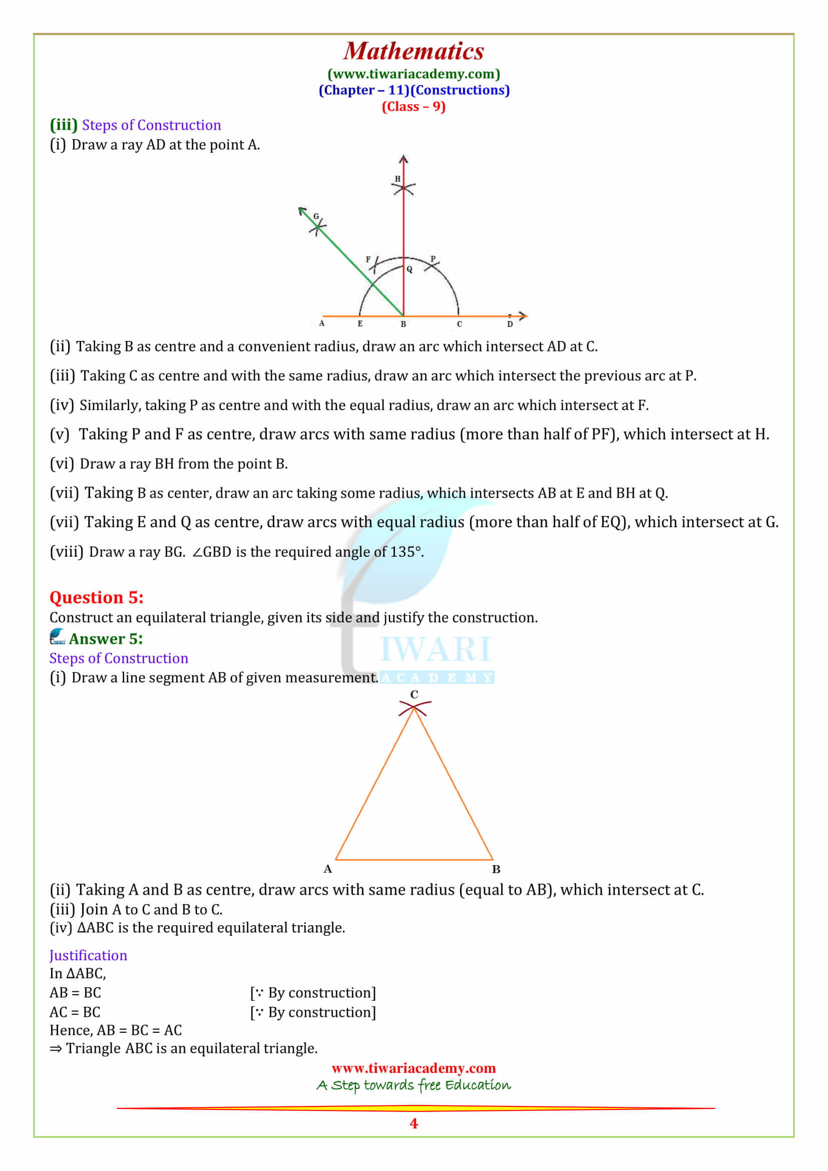 NCERT Solutions for Class 9 Maths Chapter 11 Exercise 11.1 in pdf