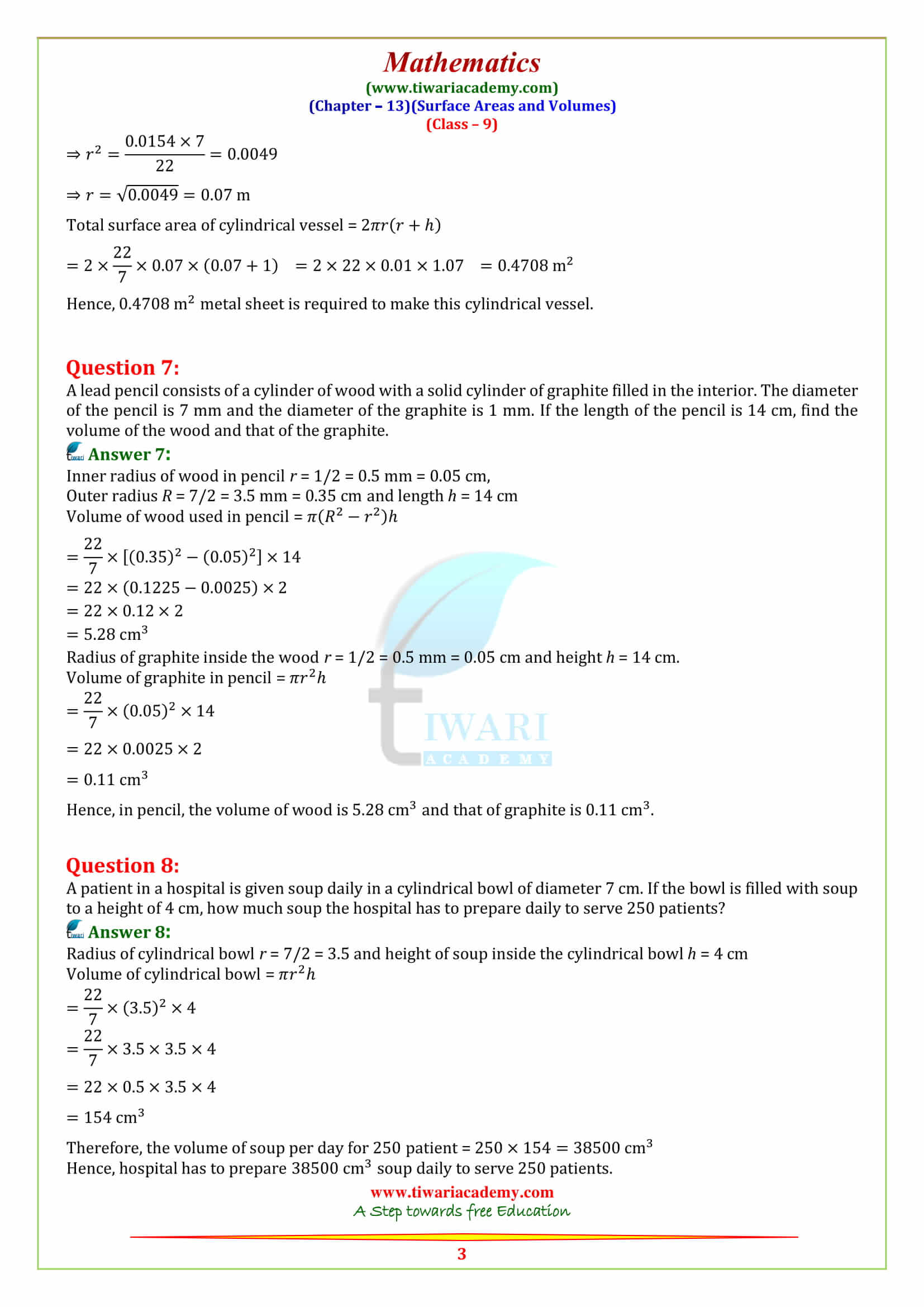 9 Maths Chapter 13 Exercise 13.6 all question answers