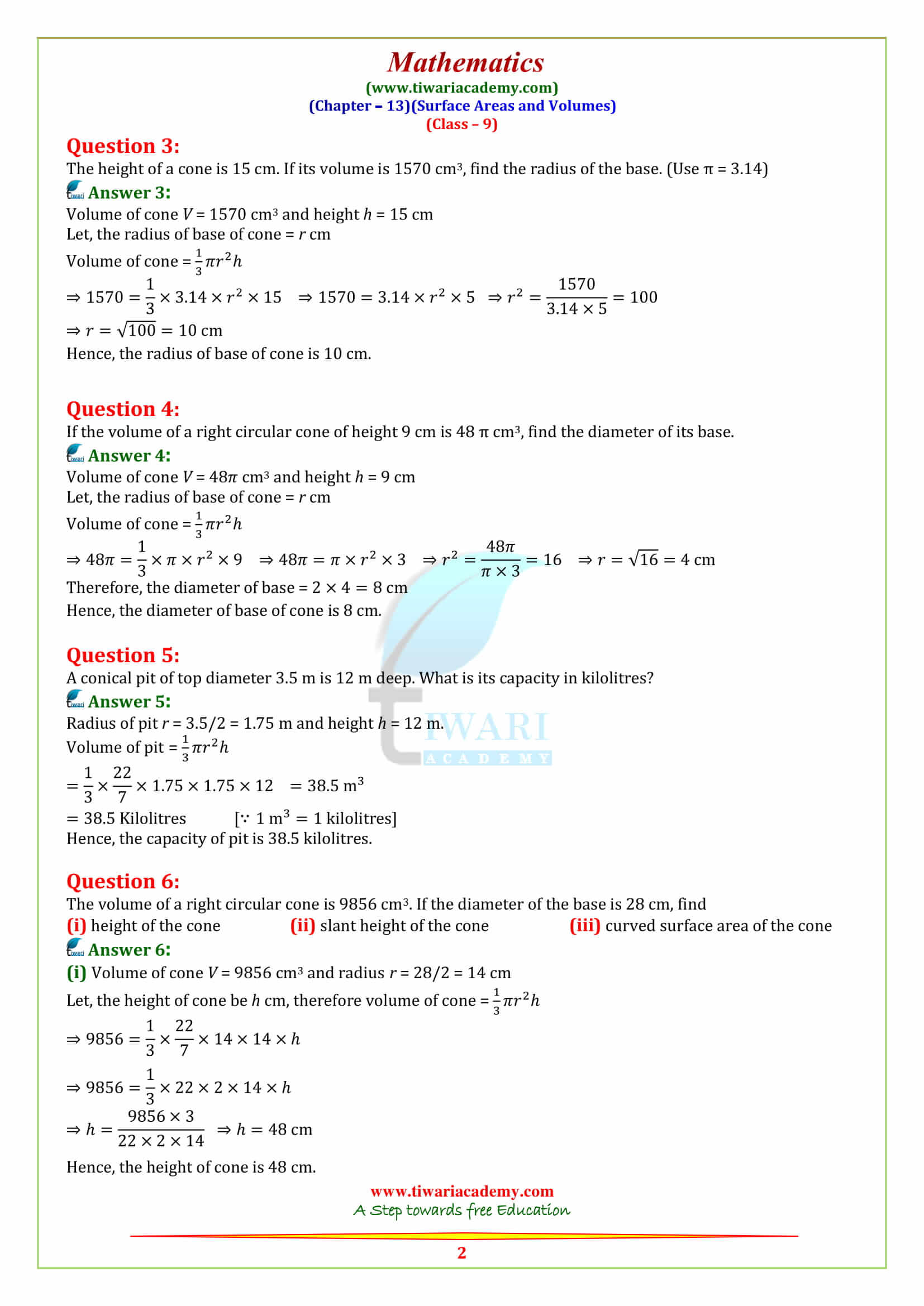 9 Maths Chapter 13 Exercise 13.7 all solutions in english medium