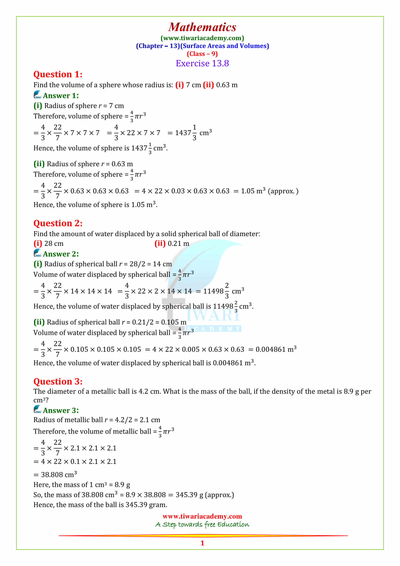 9 Maths Chapter 13 Exercise 13.8