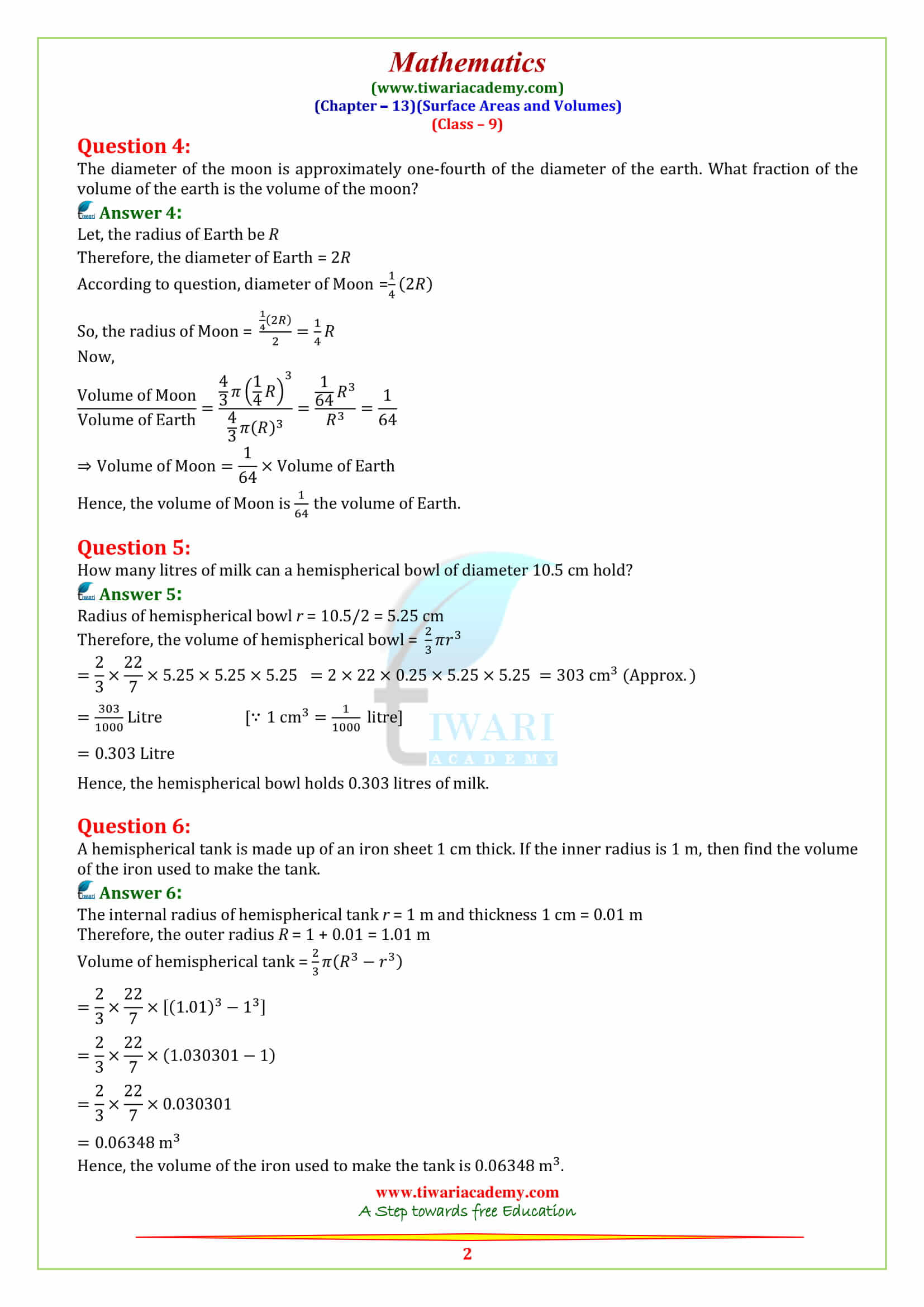 9 Maths Chapter 13 Exercise 13.8 all question answers in english medum