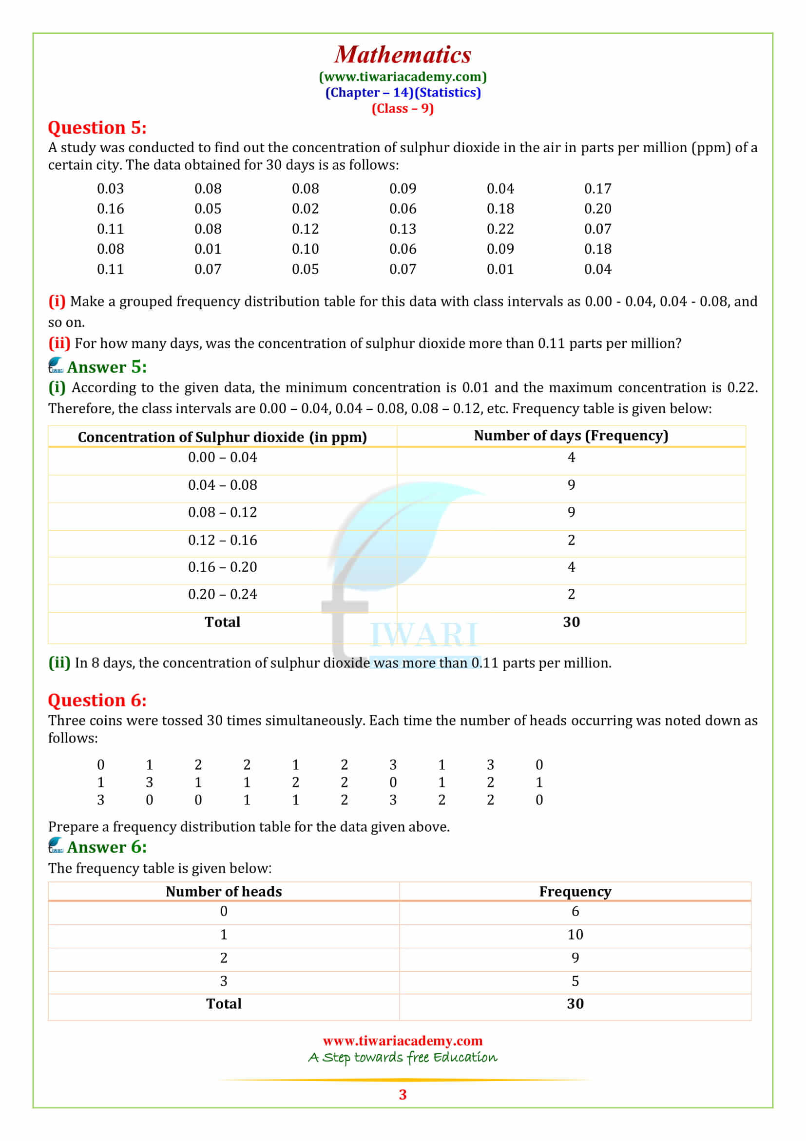 NCERT Solutions for Class 9 Maths Chapter 14 Statistics Exercise 14.2 in english medium