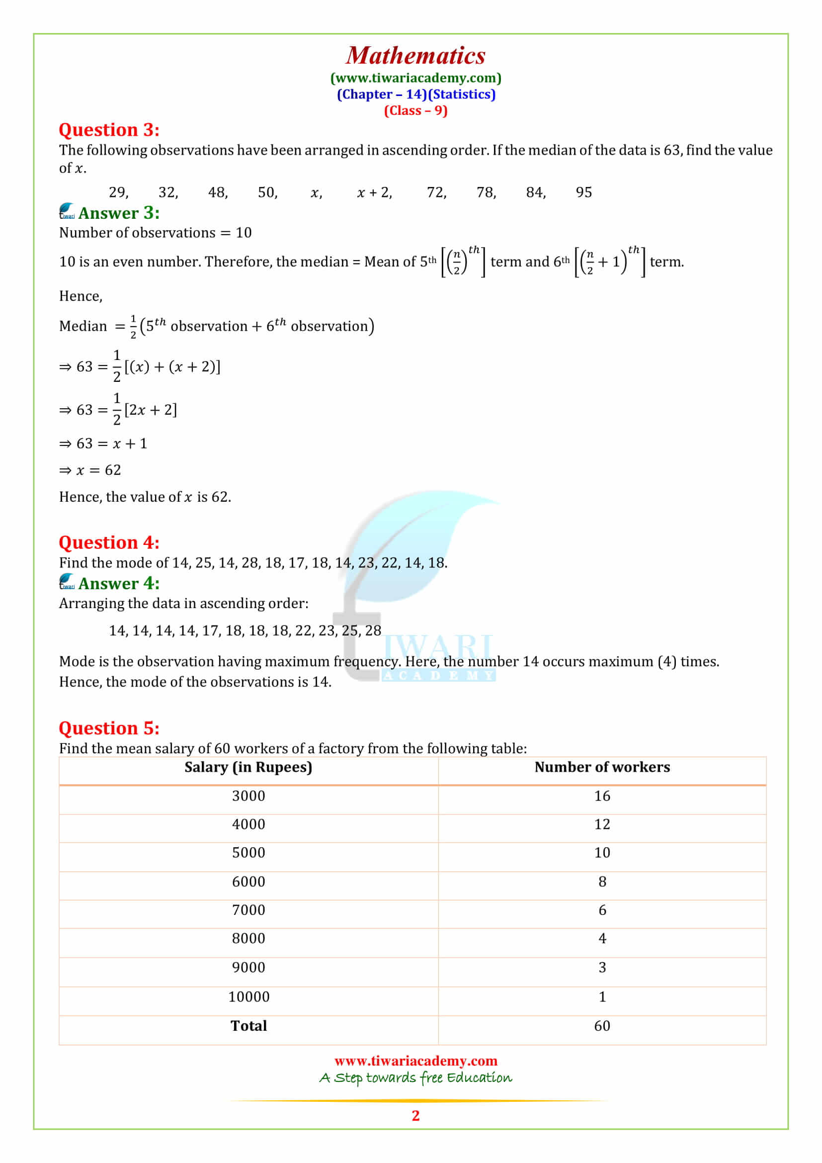 Class 9 Maths Chapter 14 Exercise 14.4 in pdf form