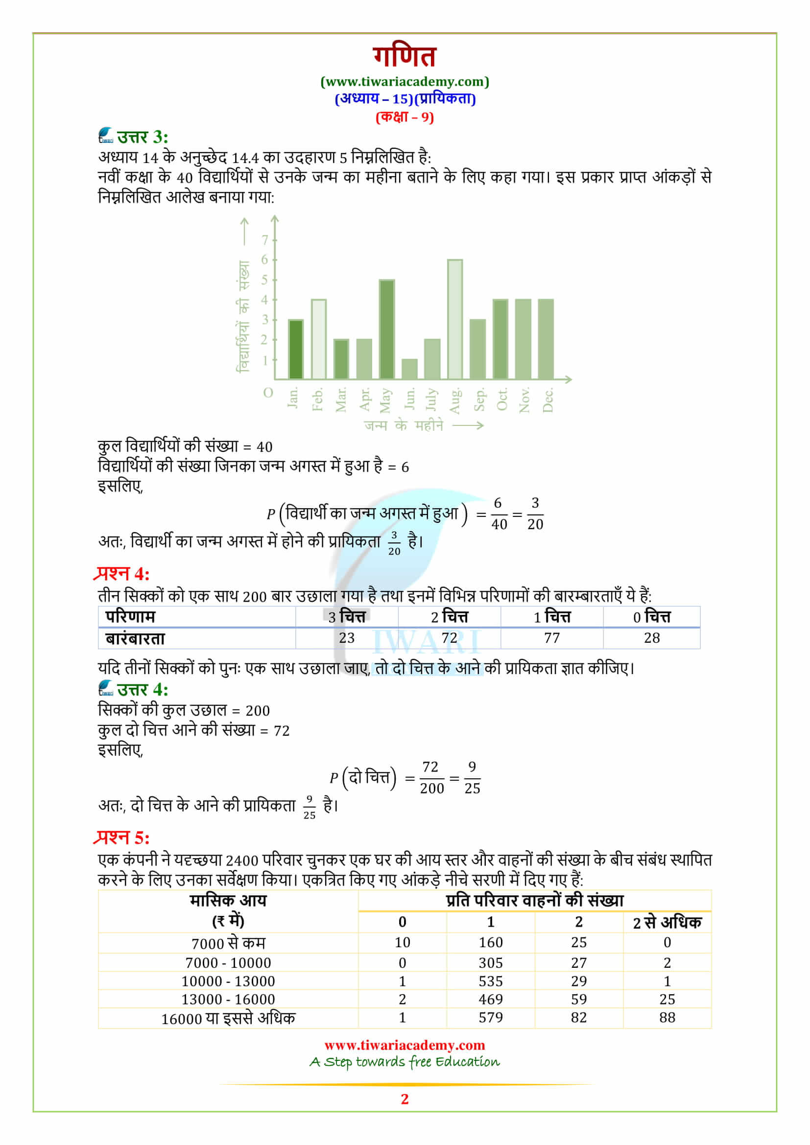 9 Maths Exercise 15.1 solutions