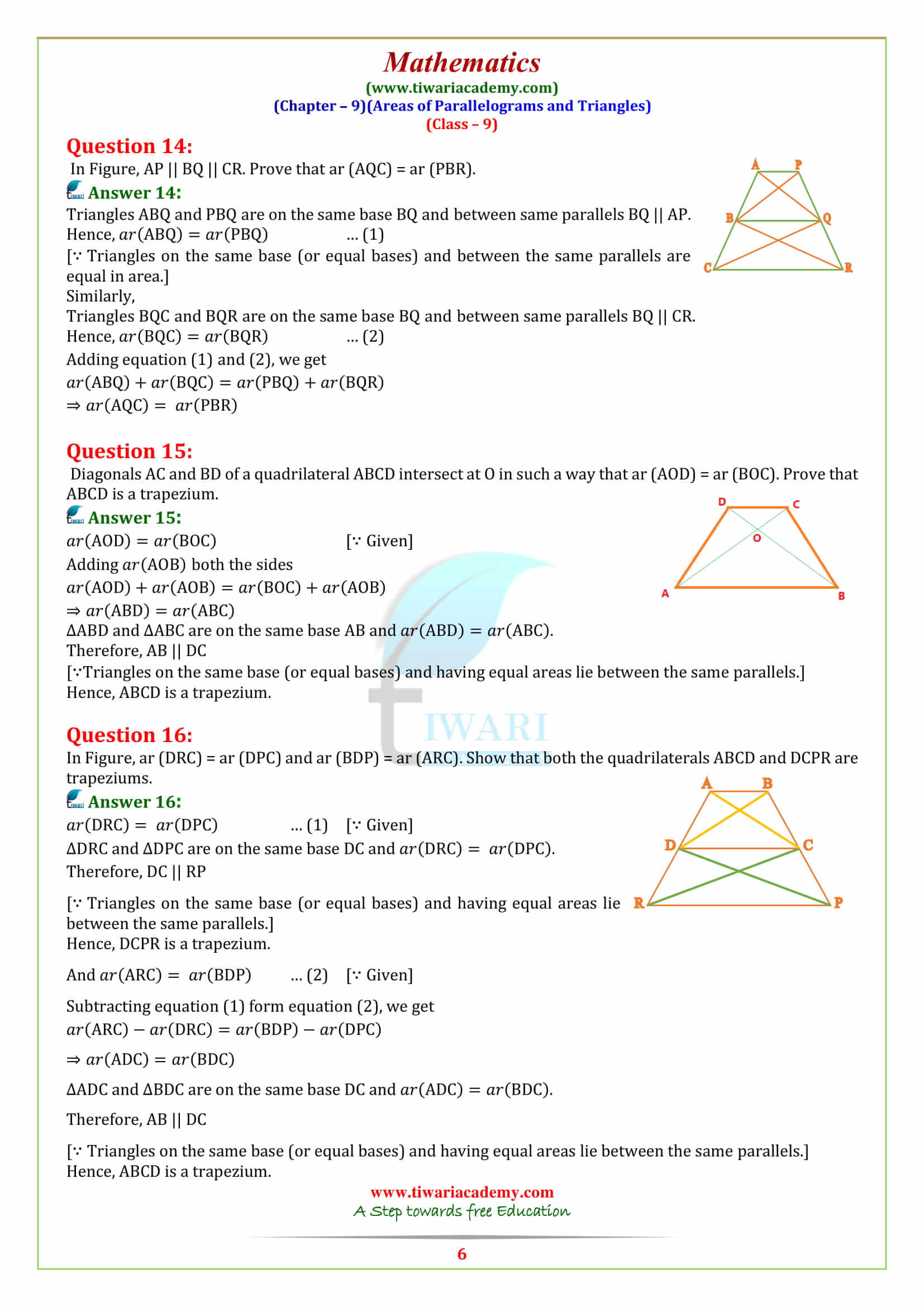 NCERT Solutions for Class 9 Maths Exercise 9.3 Chapter 9 – Study Path