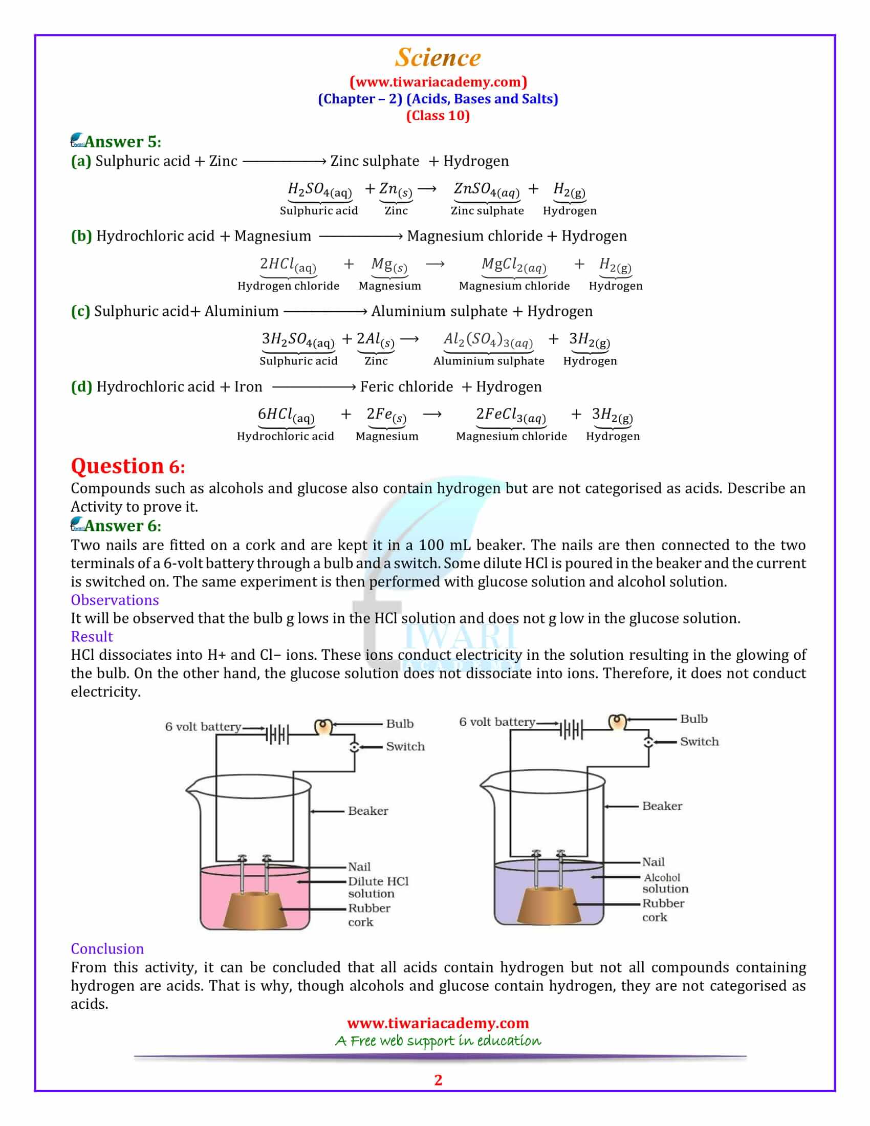 10 Science Chapter 2 Acids, Bases and Salts Exercises answers in pdf form
