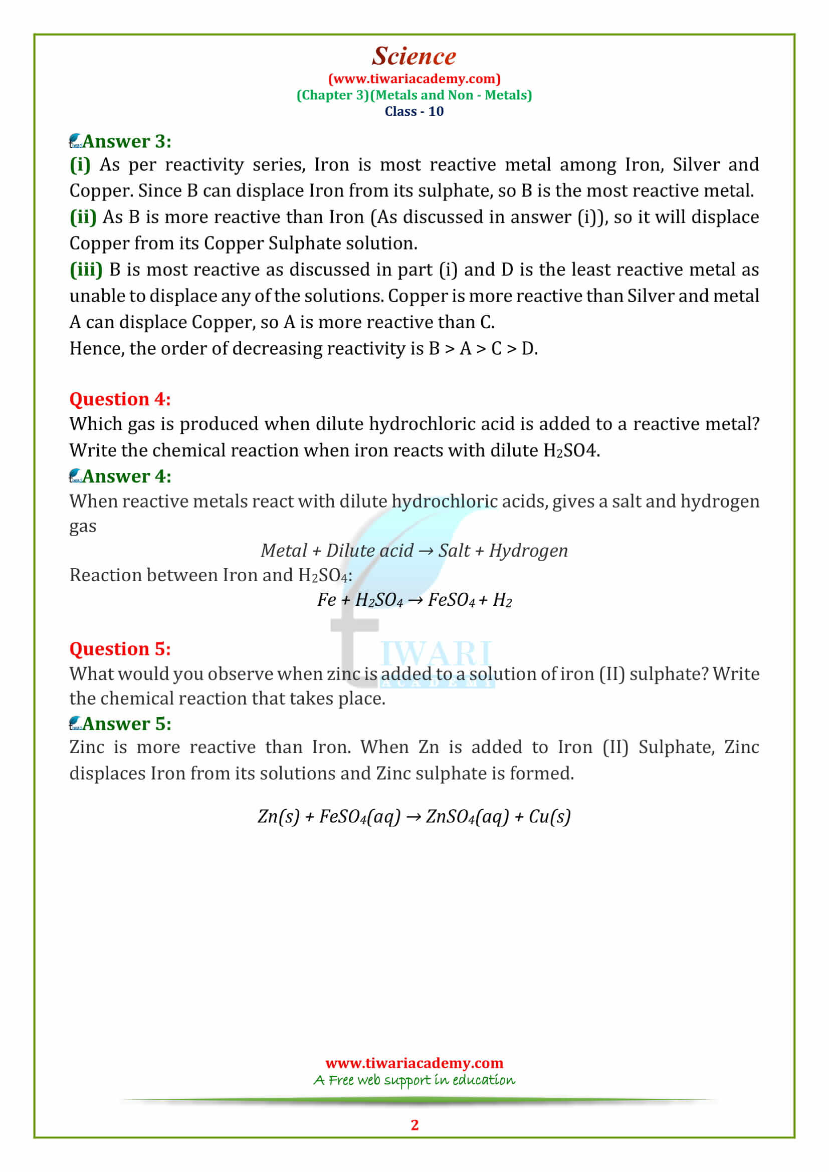 NCERT Solutions for Class 10 Science Chapter 3 Metals and Non-Metals page 46 in pdf form