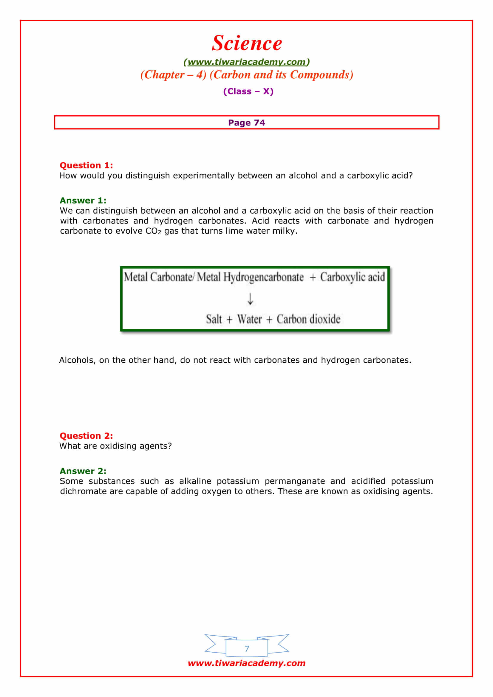 NCERT Solutions for Class 10 Science Chapter 4 page 74