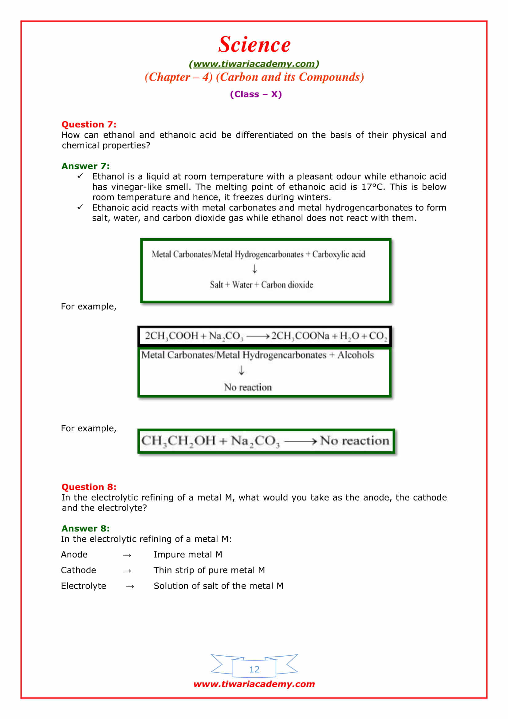 NCERT Solutions for Class 10 Science Chapter 4 Carbon and its compounds Exercises for mp board