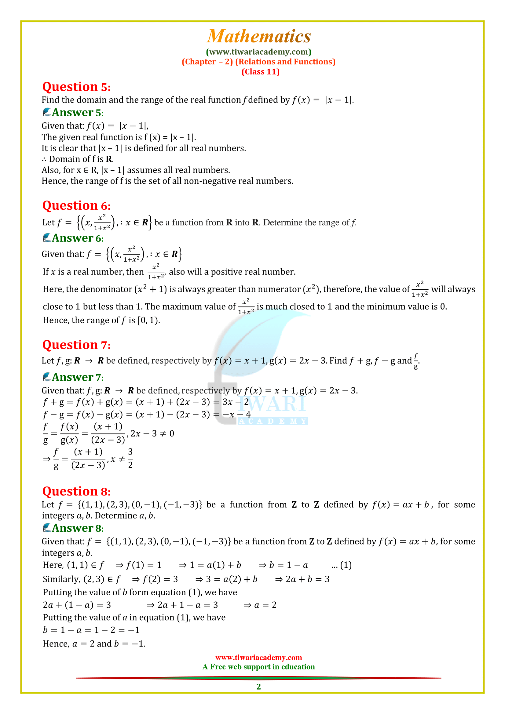 11 maths ch. 2 miscellaneous ex in english