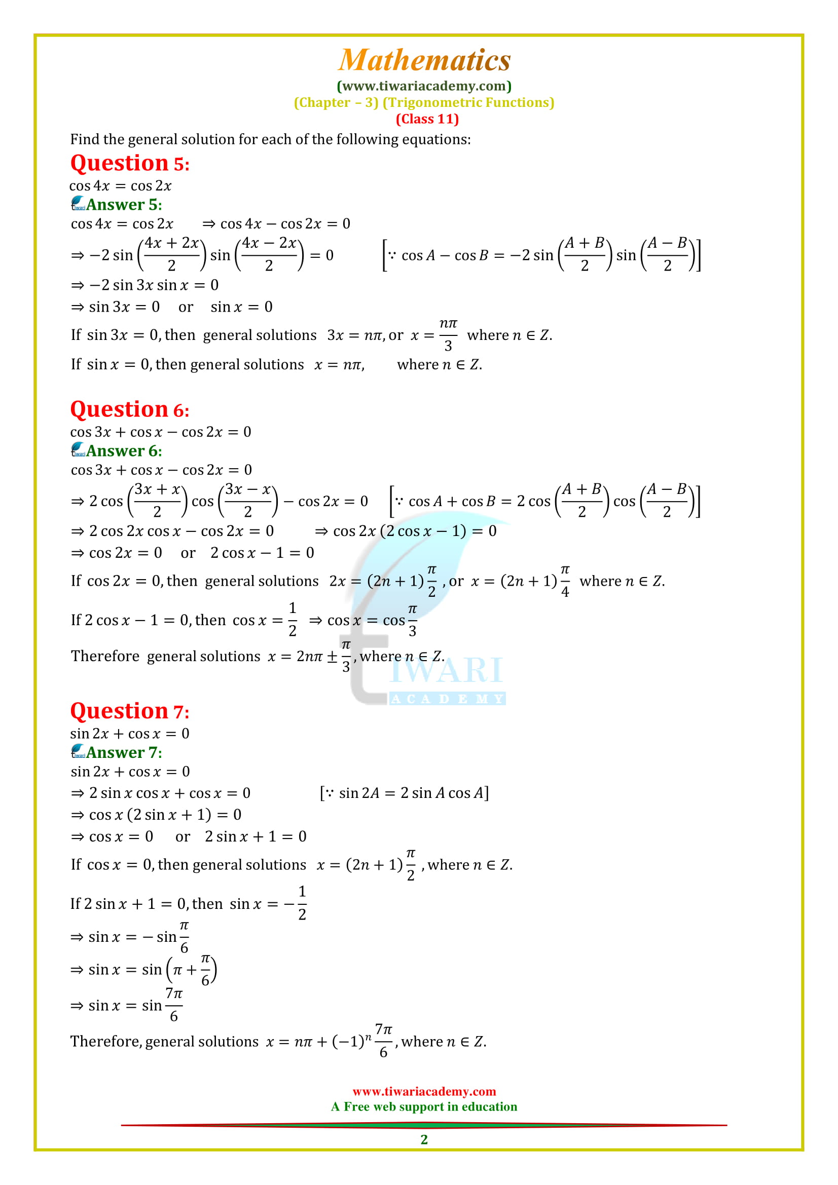 NCERT Solutions for Class 11 Maths Chapter 3 Exercise 3.4 for 2018-19.