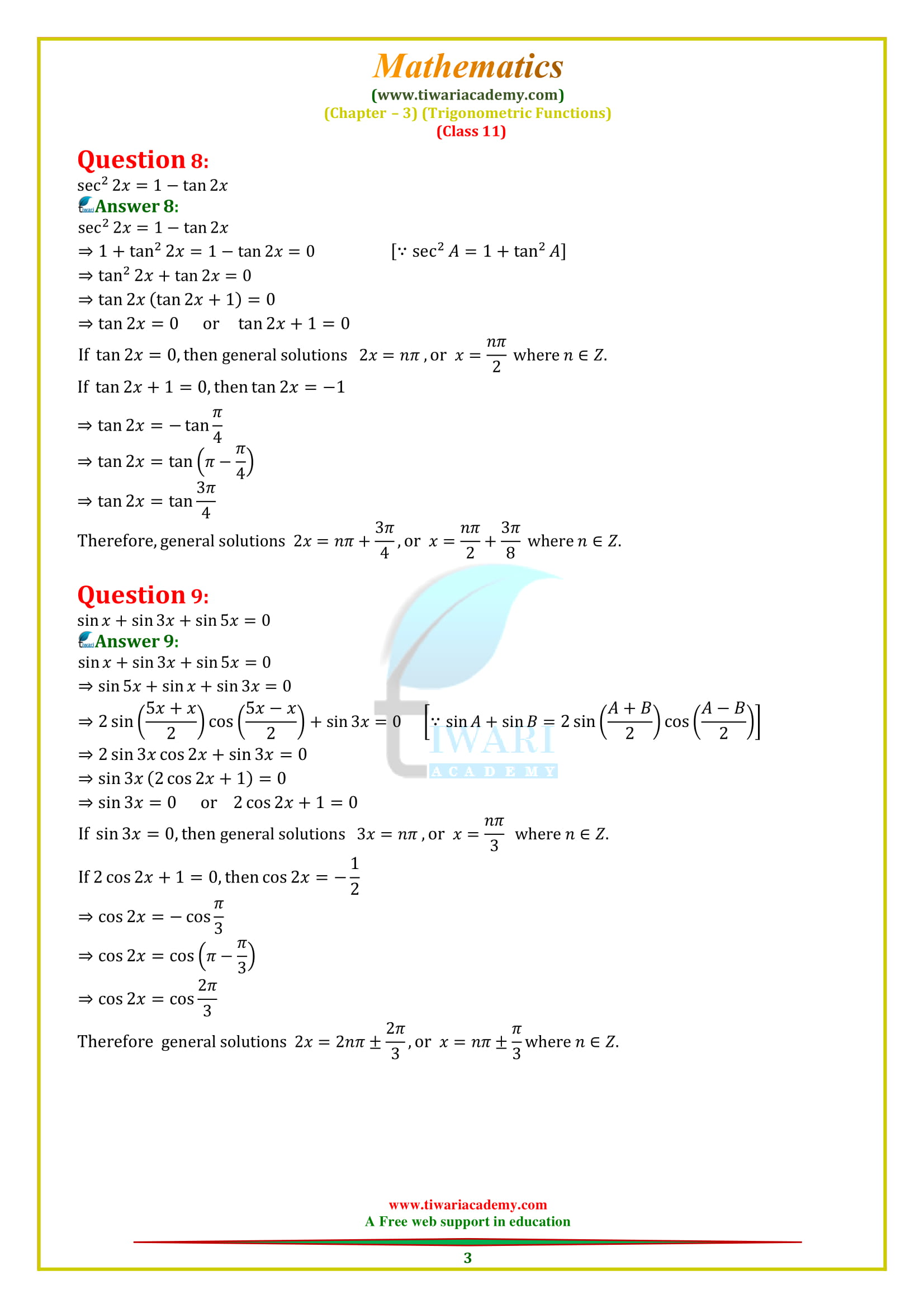NCERT Solutions for Class 11 Maths Chapter 3 Exercise 3.4 sols for up and gujrat board.