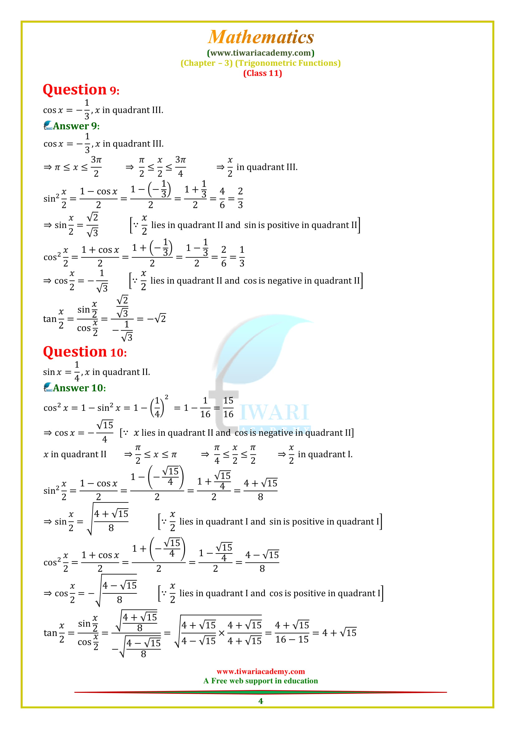 NCERT Solutions for Class 11 Maths Chapter 3 Miscellaneous Exercise in PDF.