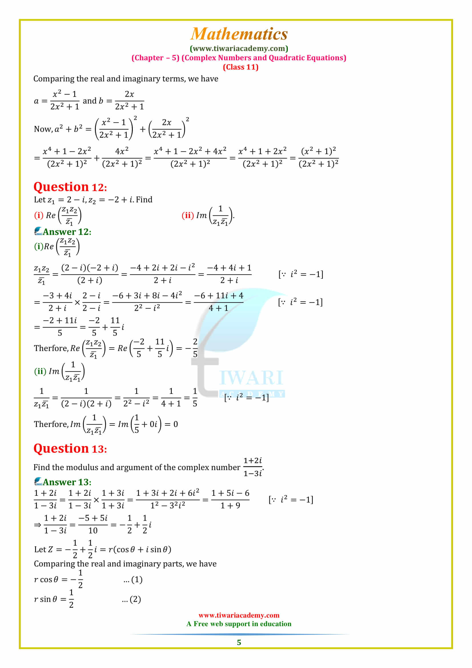 NCERT Solutions for Class 11 Maths Chapter 5 Mis. 5