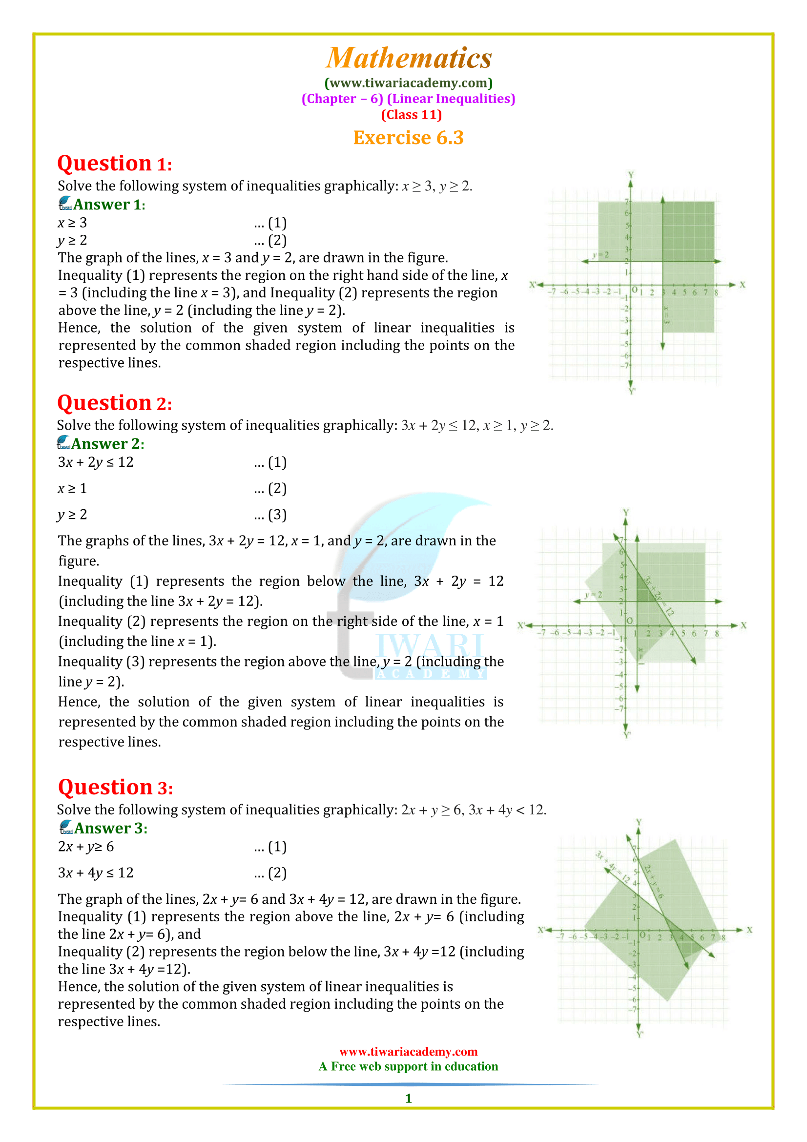 11 Maths Chapter 6 Exercise 6.3