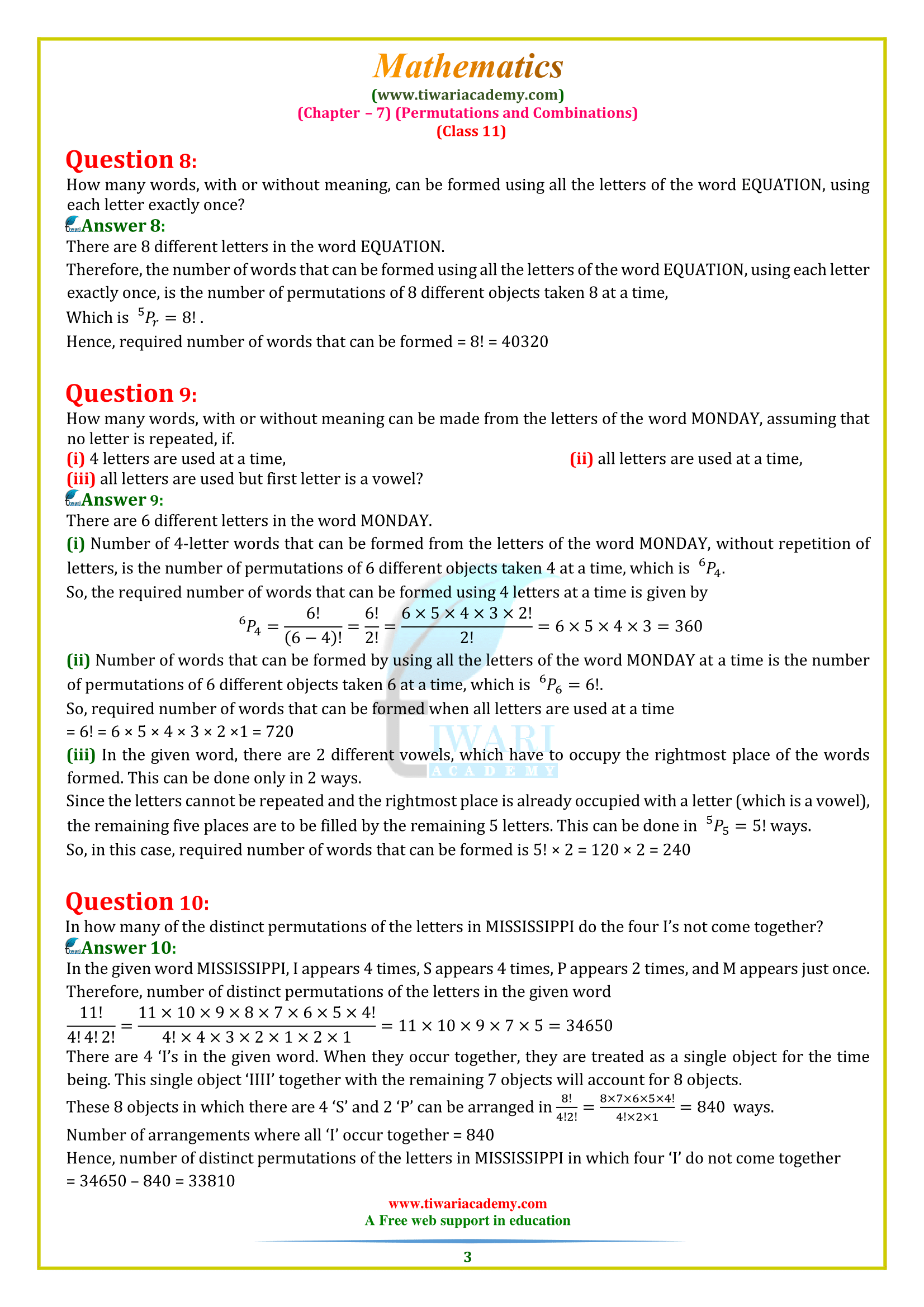 class 11 maths exercise 7.3