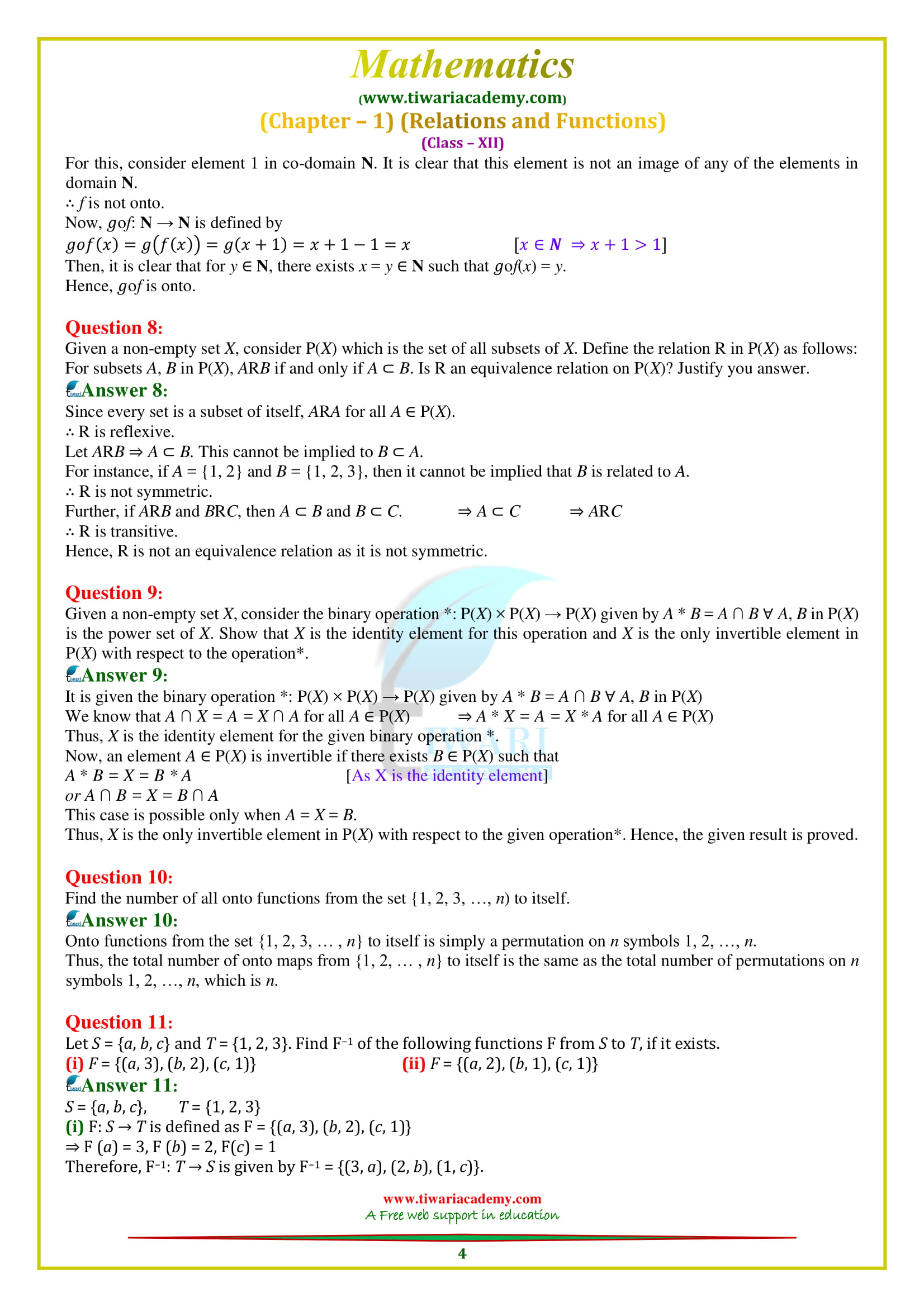 12 Maths Chapter 1 Miscellaneous Exercise solutions question 7, 8, 9, 10, 11, 12, 13