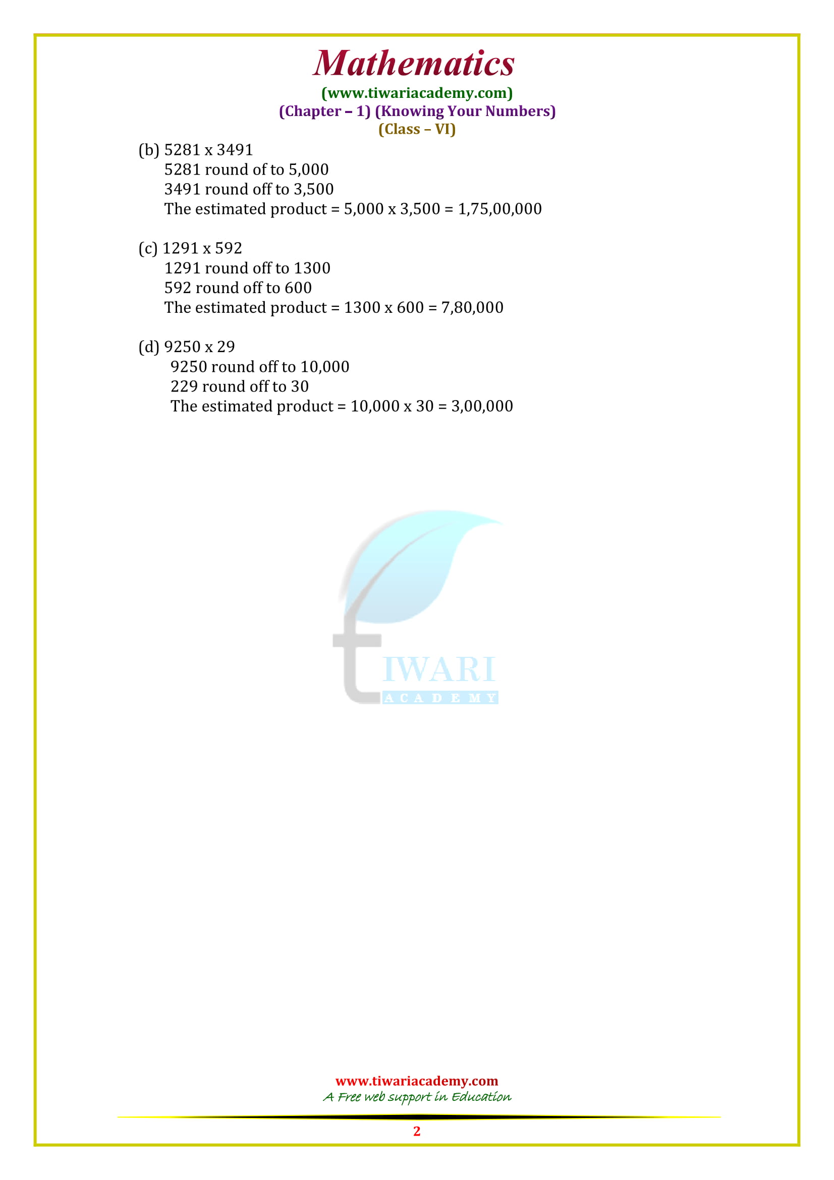 NCERT Solutions for Class 6 Maths Chapter 1 ex. 1.3 in pdf download