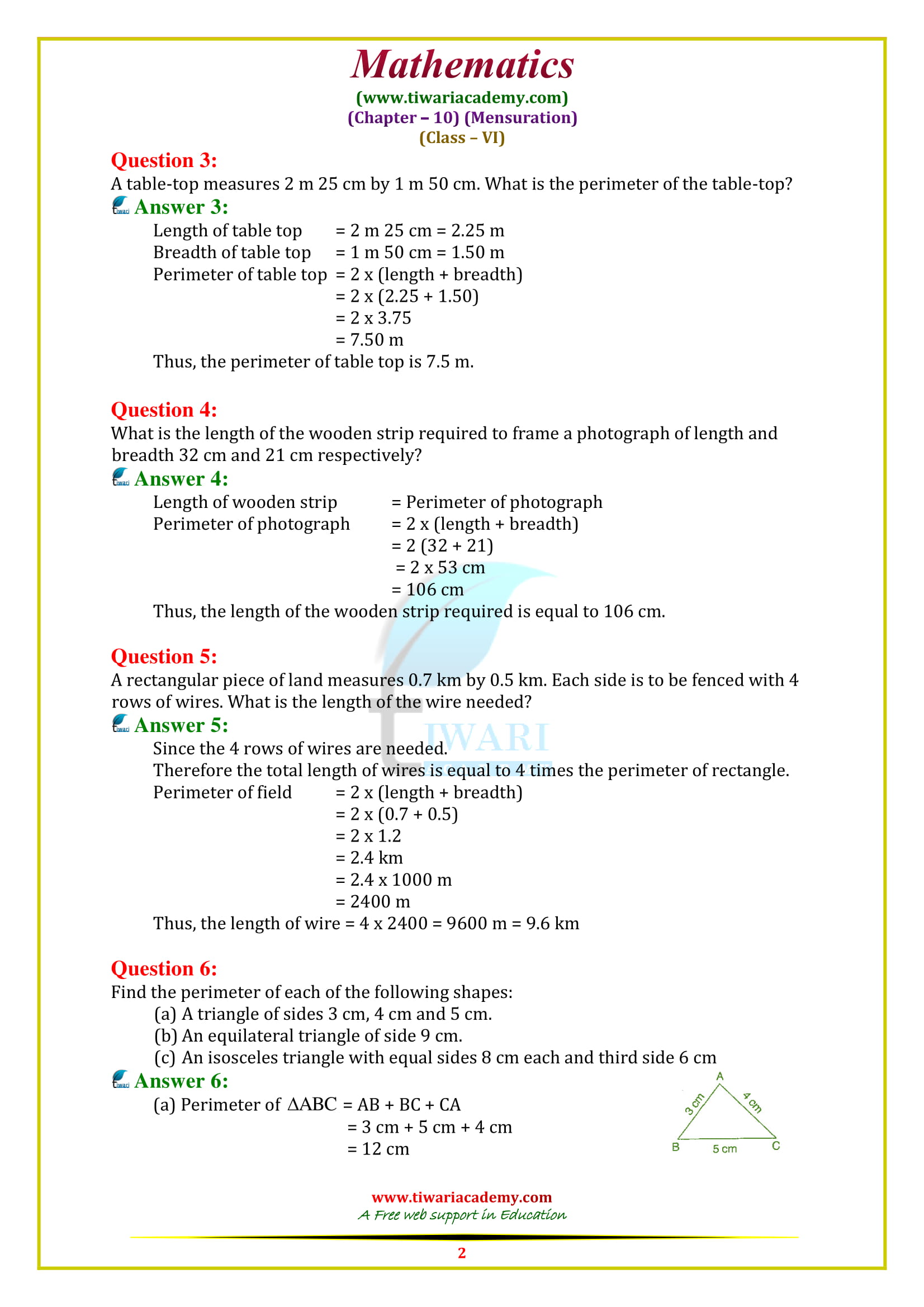 NCERT Solutions for Class 6 Maths Chapter 10 Exercise 10.1 in english medium