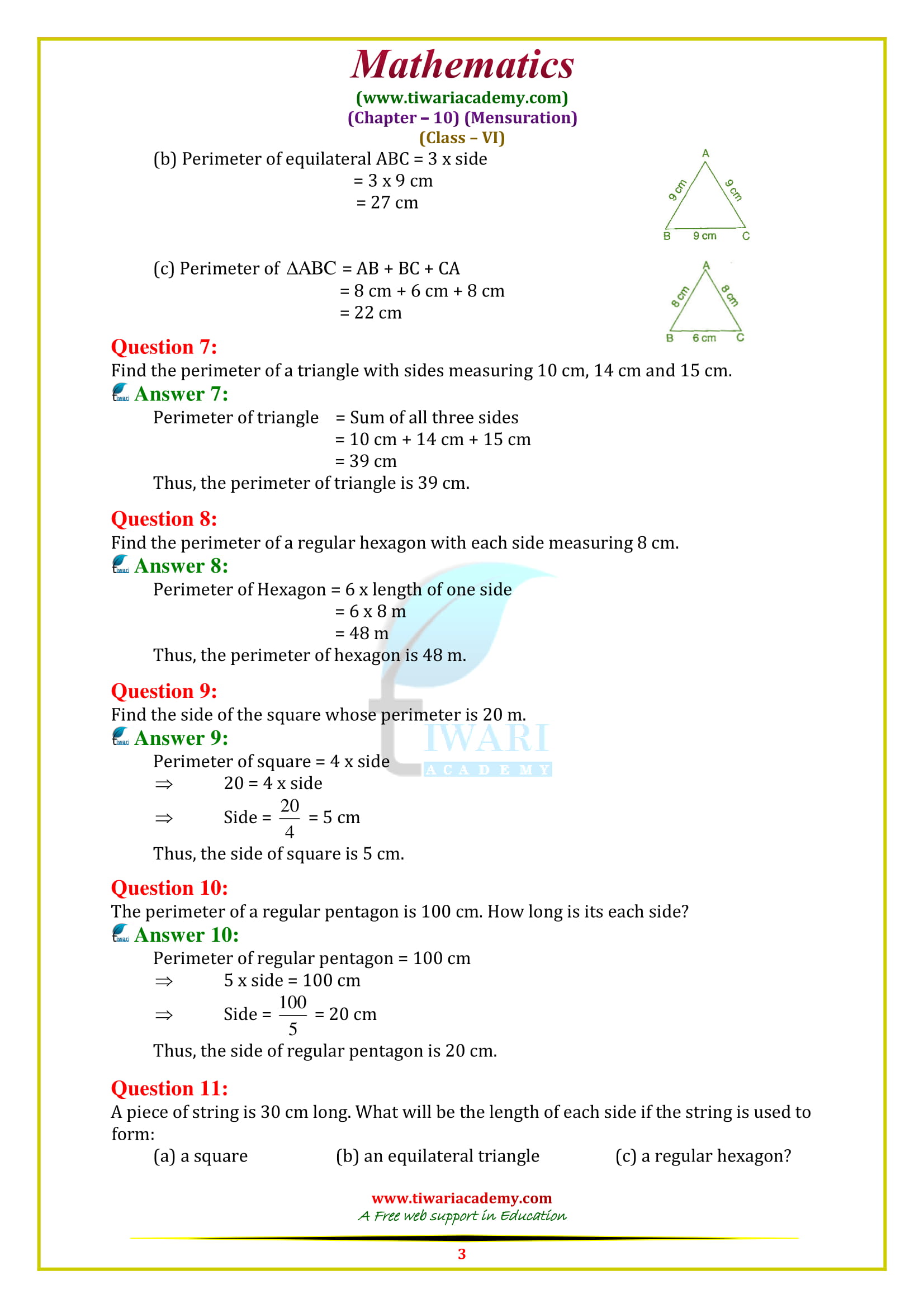 NCERT Solutions for Class 6 Maths Chapter 10 Exercise 10.1 for 2018-19
