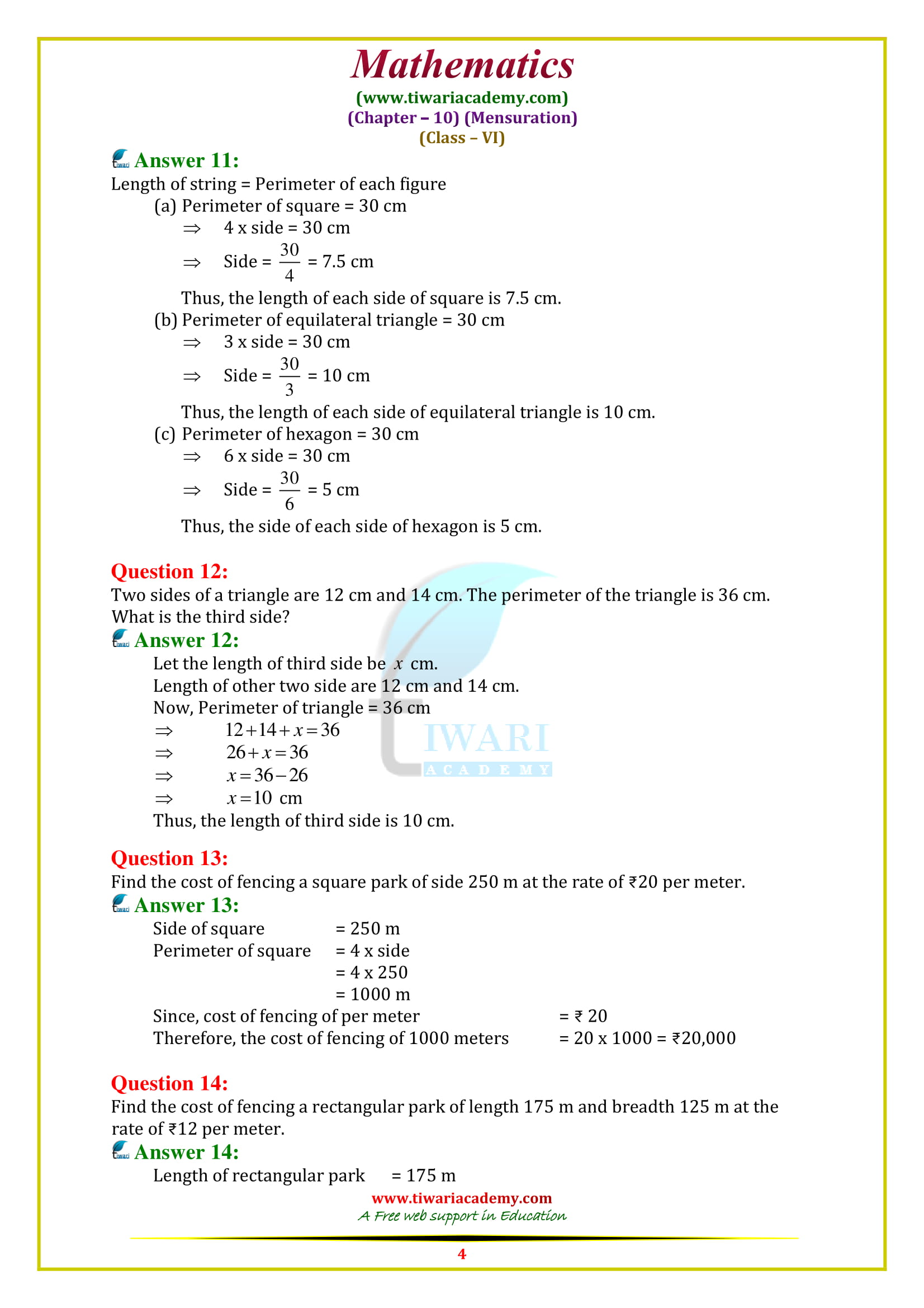 NCERT Solutions for Class 6 Maths Chapter 10 Exercise 10.1 in updated form