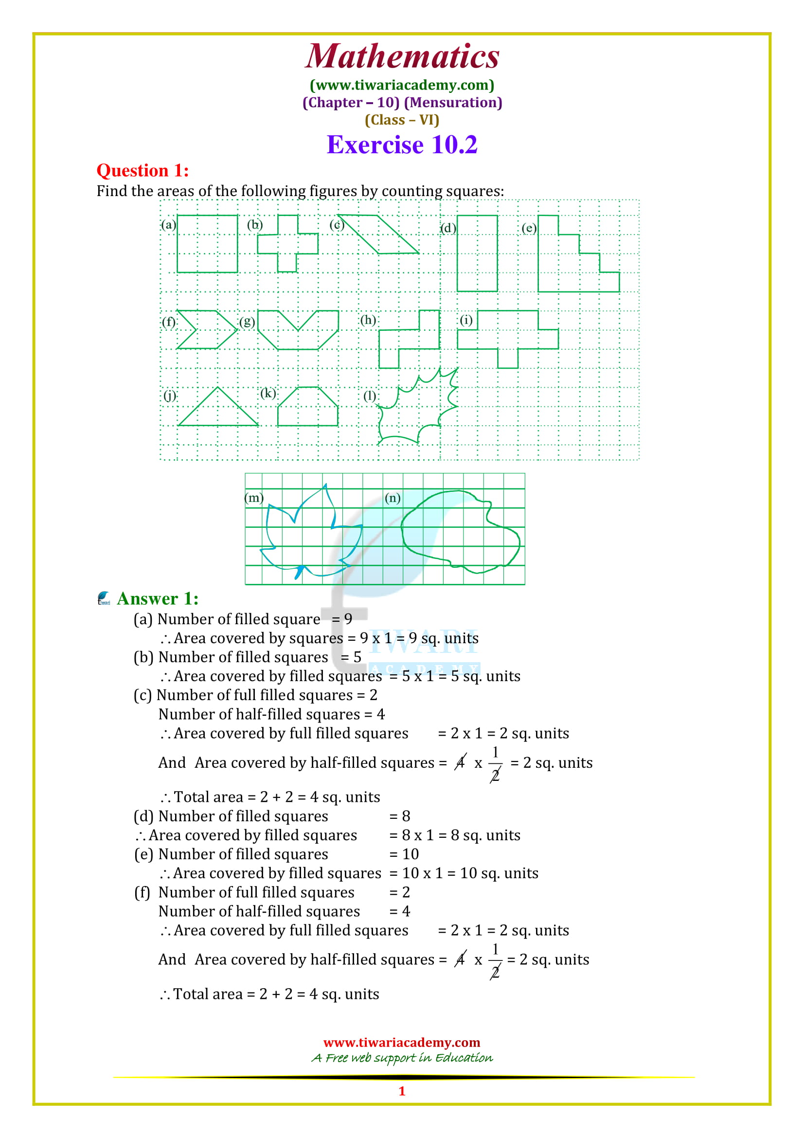 NCERT Solutions for Class 6 Maths Chapter 10 Exercise 10.2