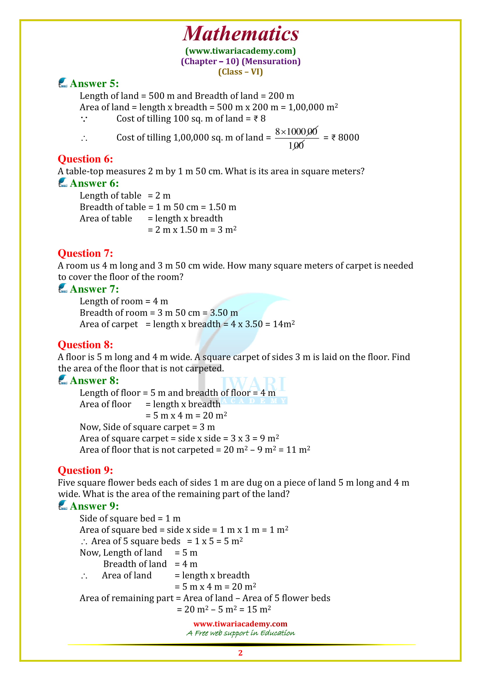 NCERT Solutions for Class 6 Maths Chapter 10 Exercise 10.3 in pdf form