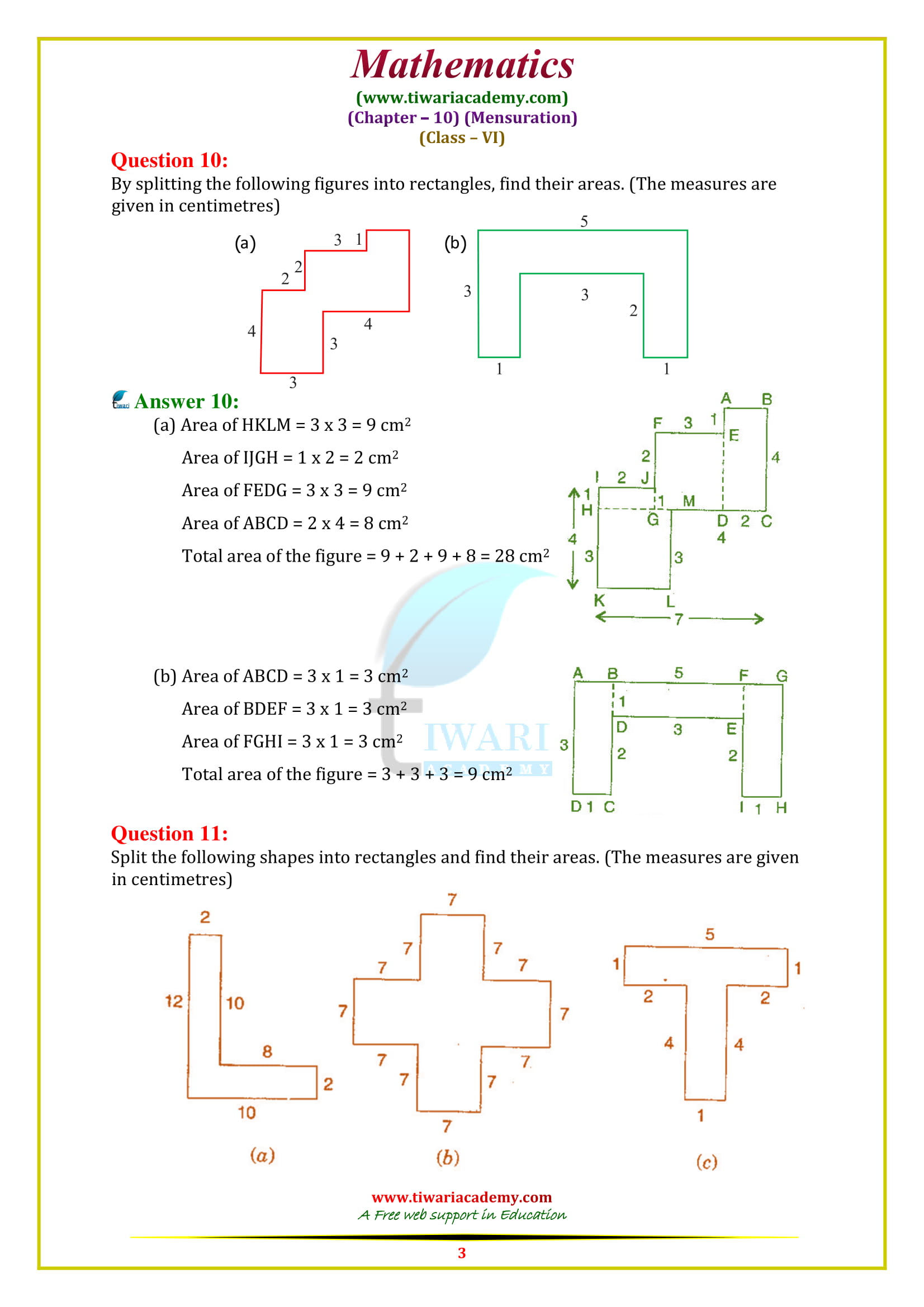 NCERT Solutions for Class 6 Maths Chapter 10 Exercise 10.3 free download pdf