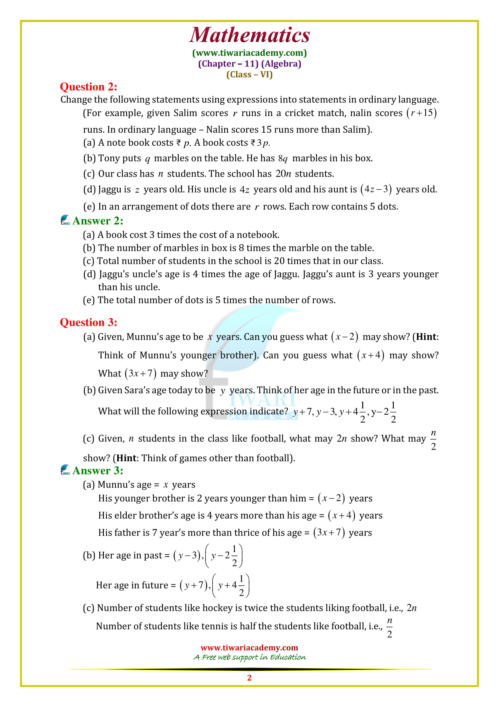 NCERT Solutions for Class 6 Maths Chapter 11 Exercise 11.4 in pdf form free