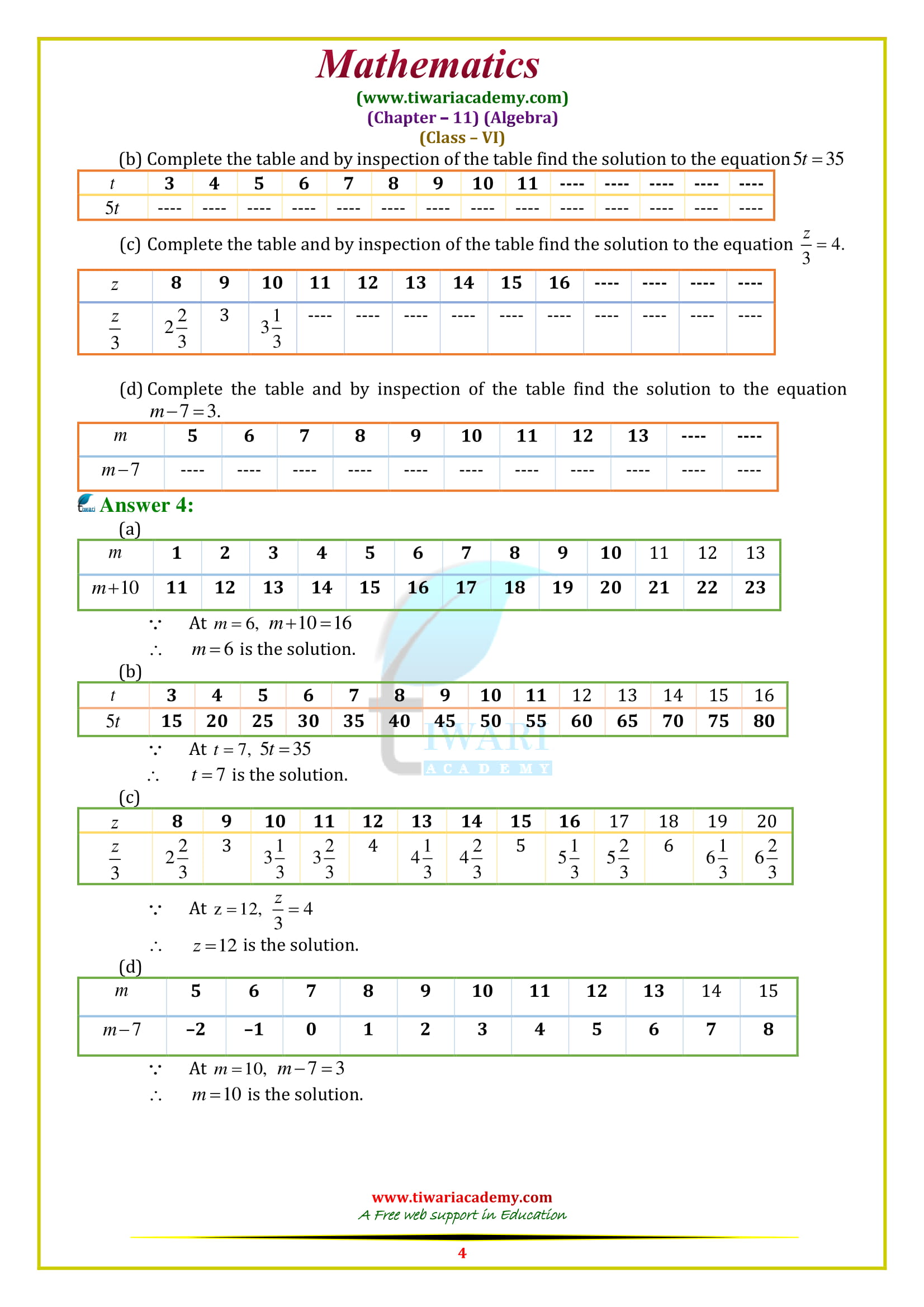 NCERT Solutions for Class 6 Maths Chapter 11 Exercise 11.5 pdf