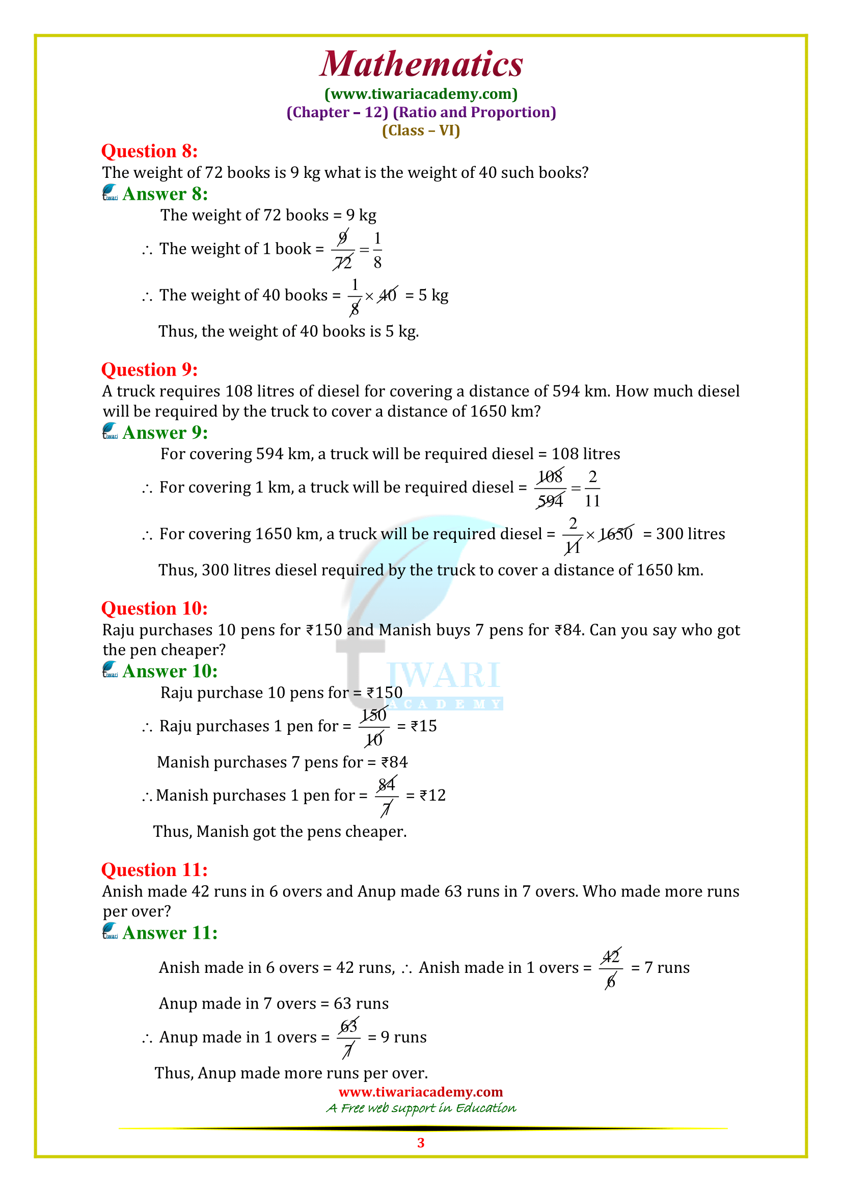Class 6 Maths Chapter 12 Exercise 12.3