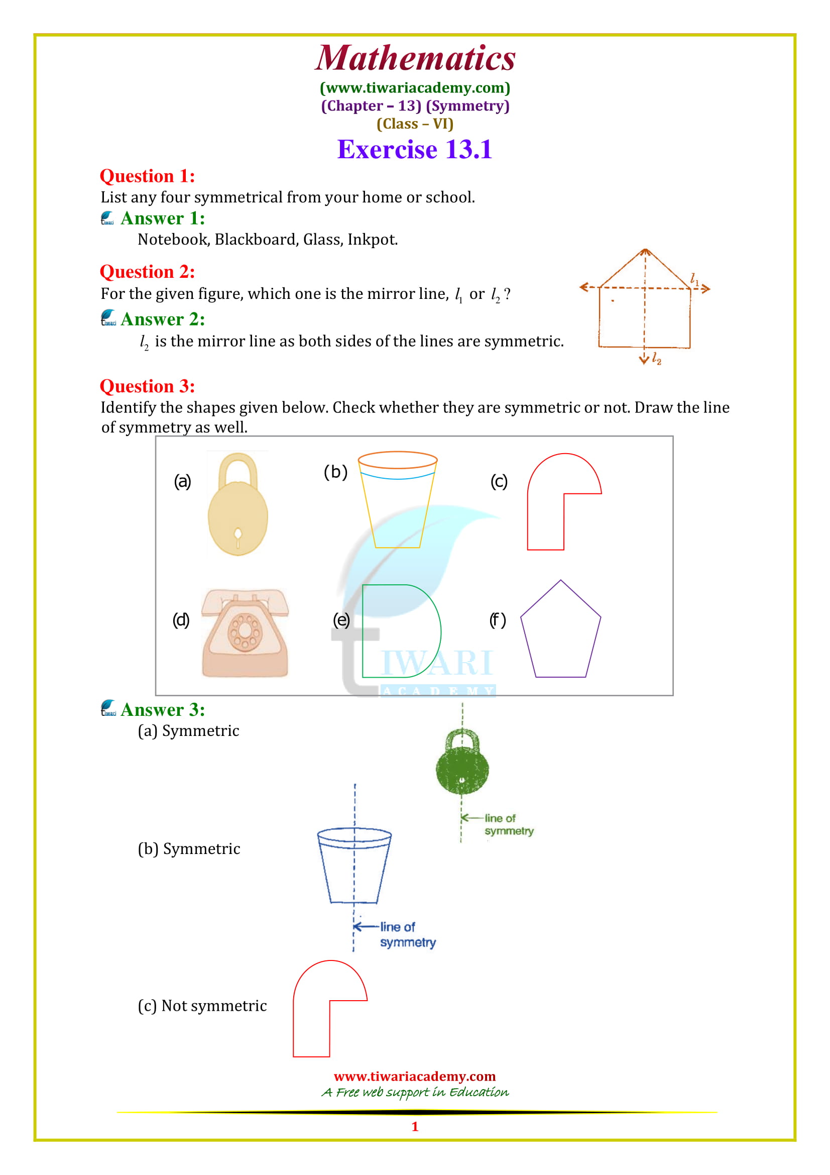 NCERT Solutions for Class 6 Maths Chapter 13
