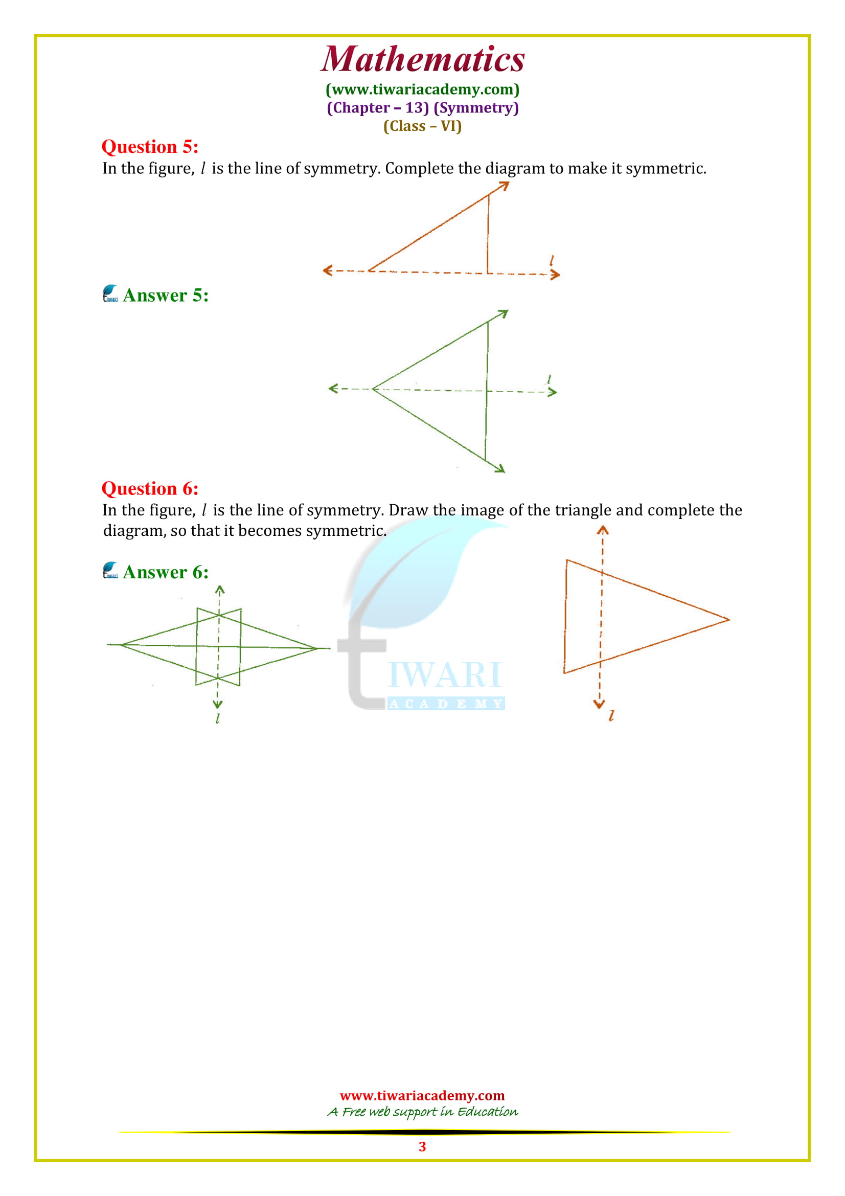 NCERT Solutions for Class 6 Maths Chapter 13 Exercise 13.1 in pdf form download