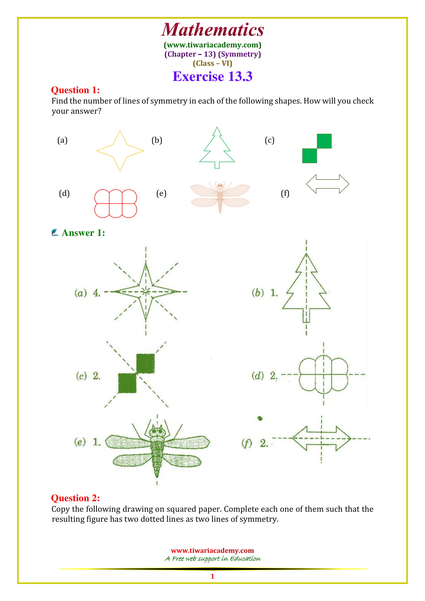 NCERT Solutions for Class 6 Maths Chapter 13 Exercise 13.3