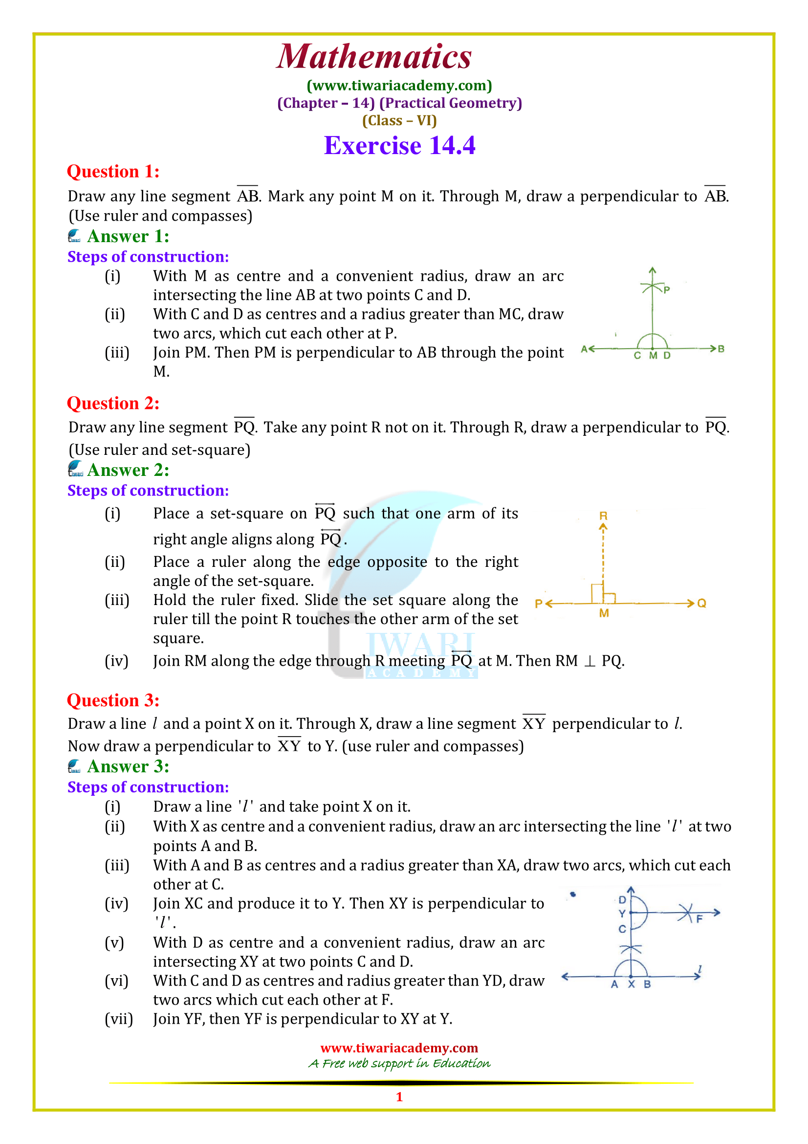 Class 6 Maths Chapter 14 Exercise 14.4 in English