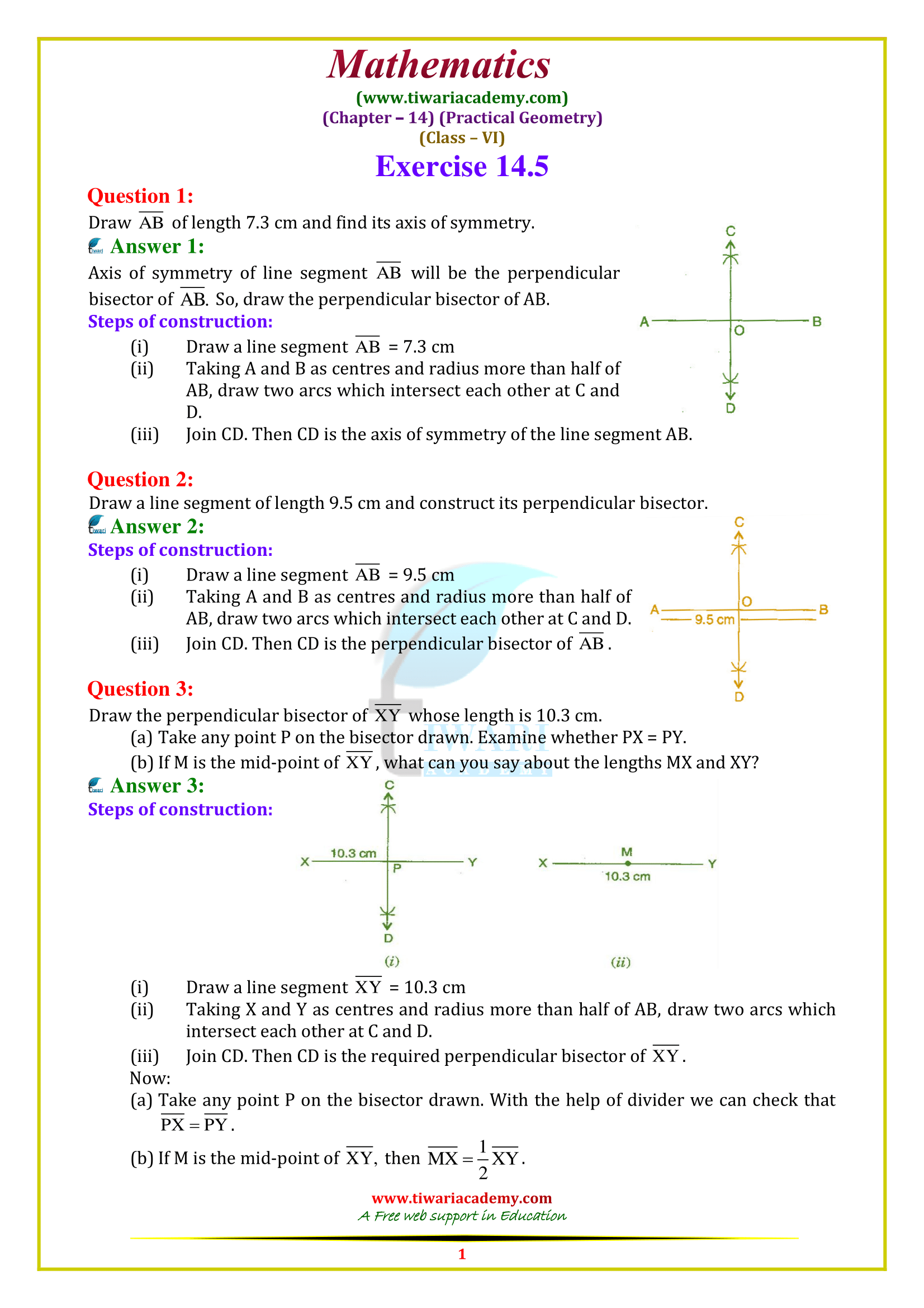 Class 6 Maths Chapter 14 Exercise 14.5 in English