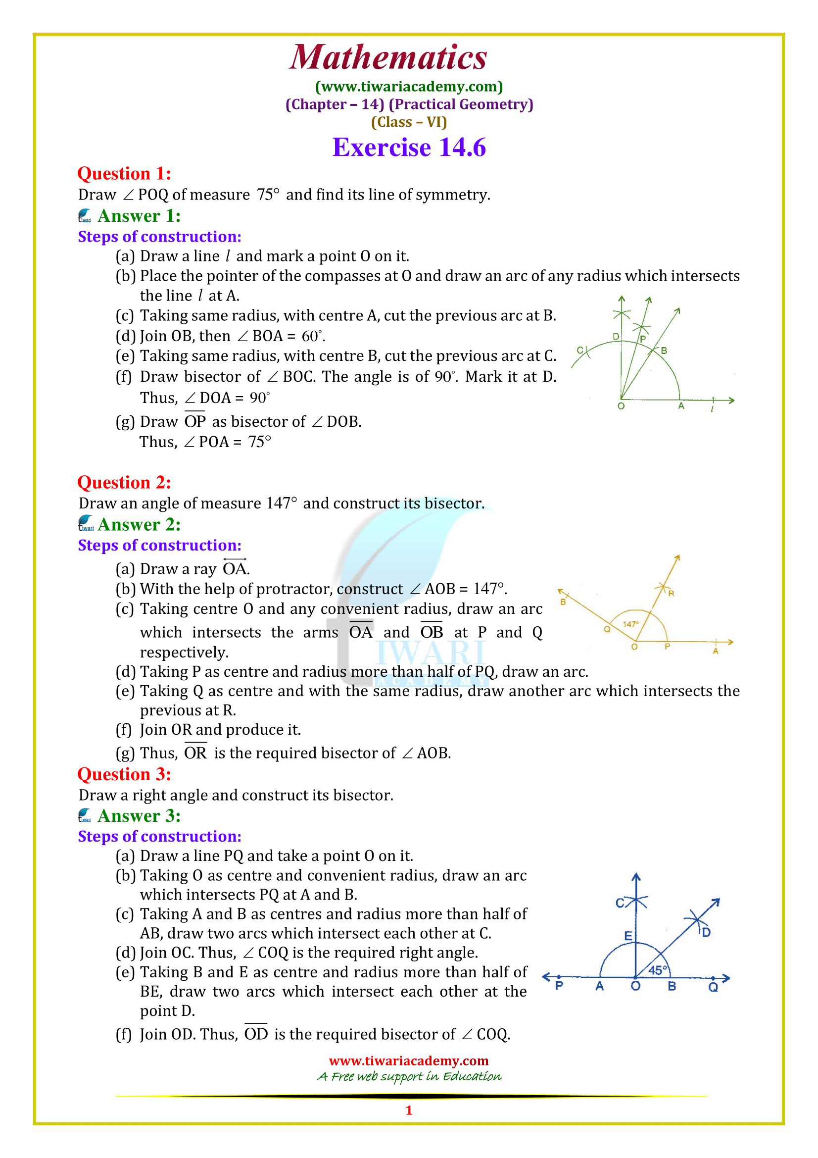 Class 6 Maths Chapter 14 Exercise 14.6 in English