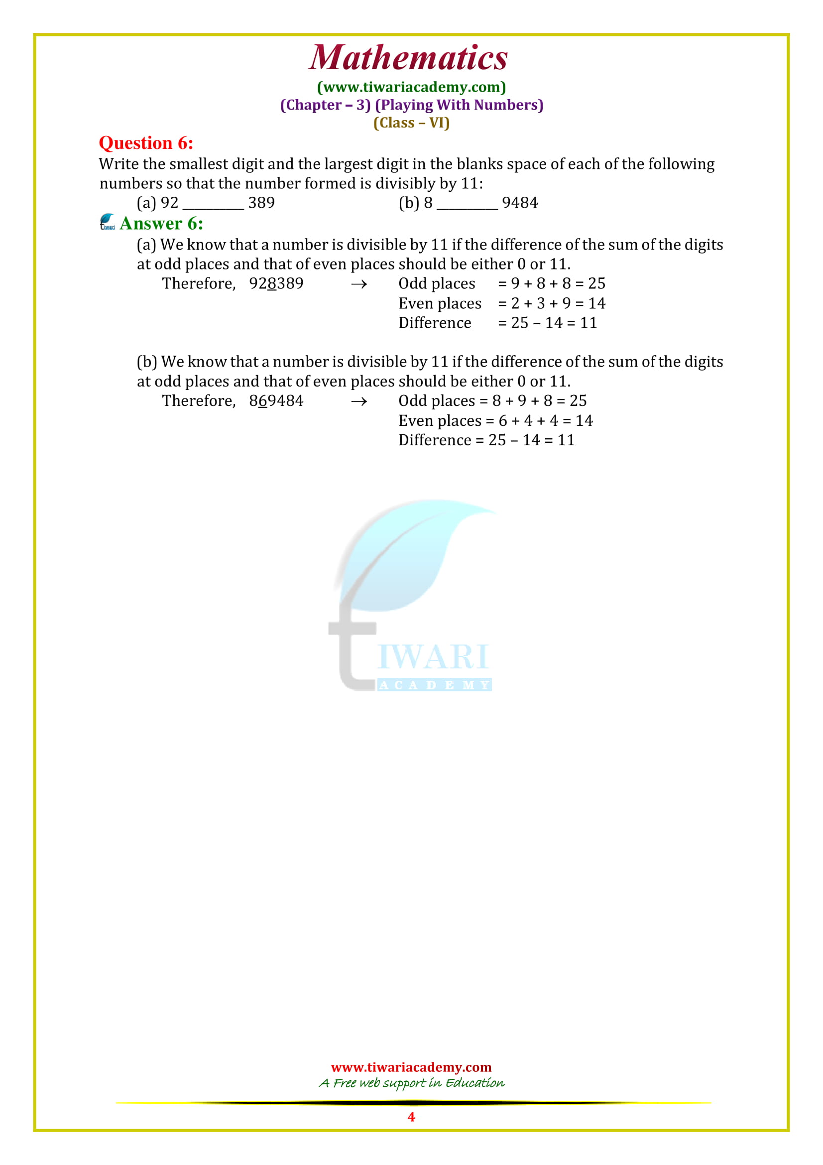 NCERT Solutions for Class 6 Maths Chapter 3 exercise 3.3 free guide
