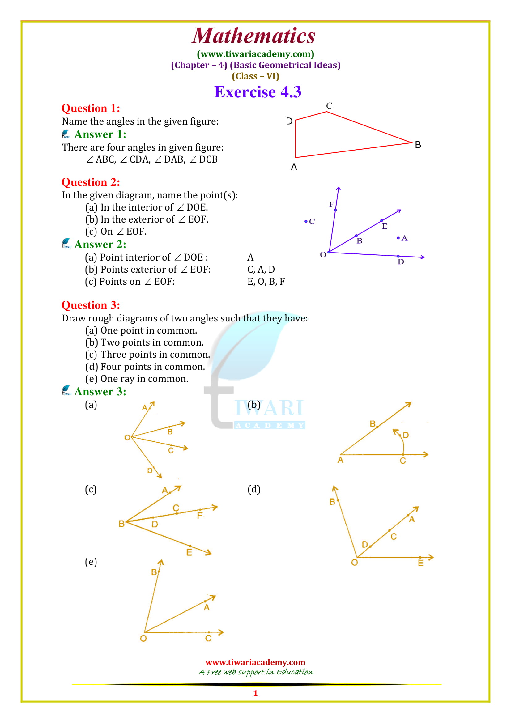 NCERT Solutions for Class 6 Maths Chapter 4 Exercise 4.3 in english