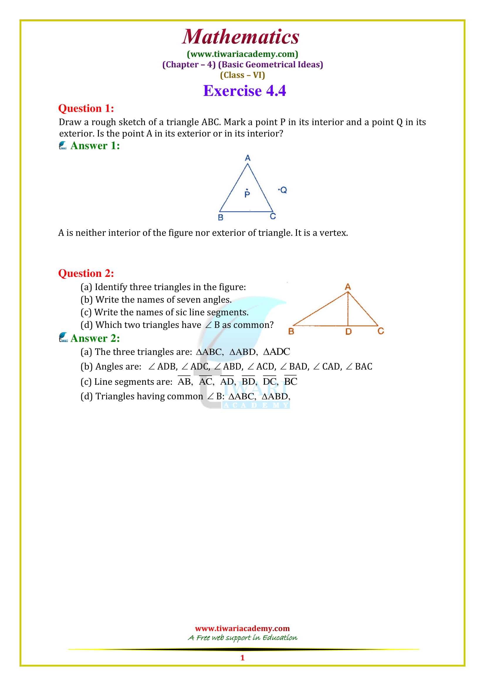 NCERT Solutions for Class 6 Maths Chapter 4 Exercise 4.4