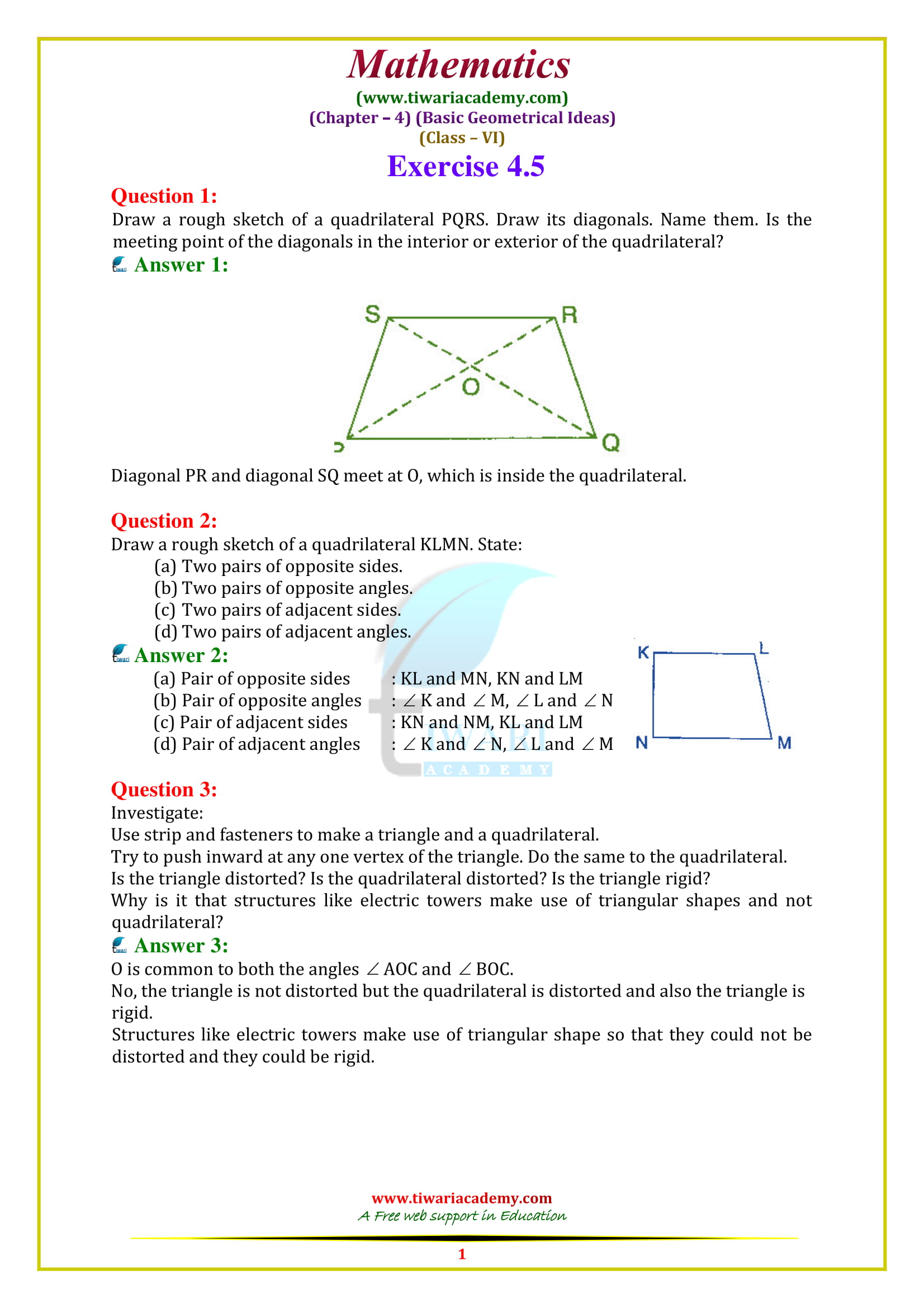NCERT Solutions for Class 6 Maths Chapter 4 Exercise 4.5