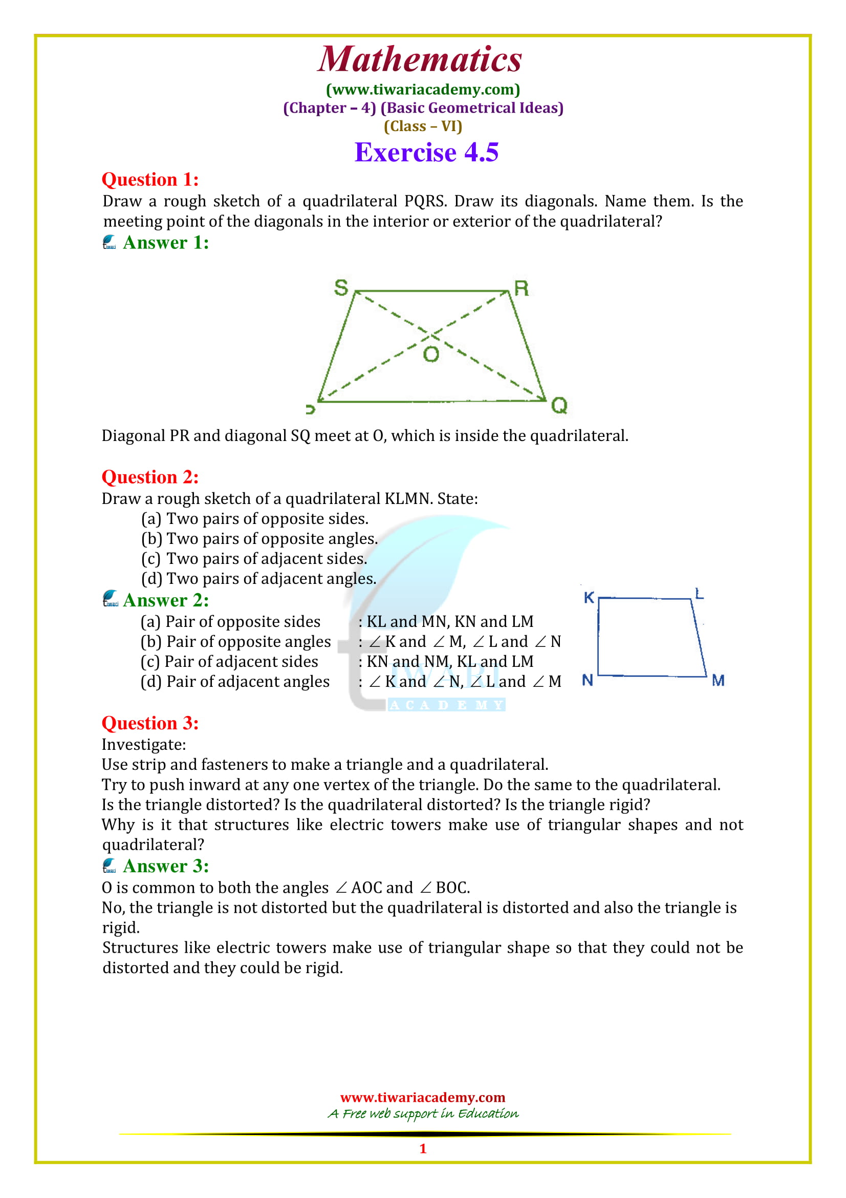 NCERT Solutions for Class 6 Maths Chapter 4 Exercise 4.5