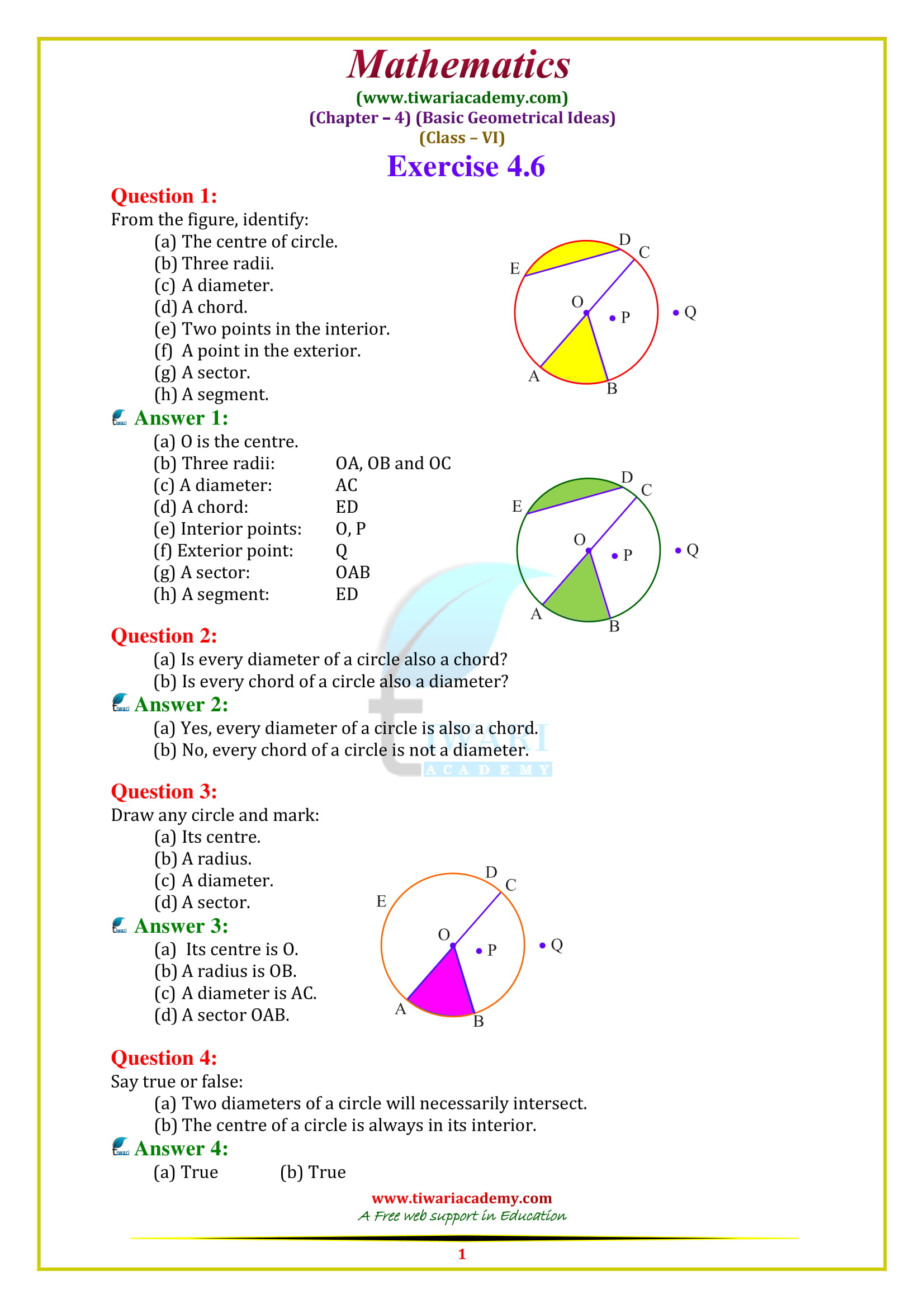 NCERT Solutions for Class 6 Maths Chapter 4 Exercise 4.6 all questions guide