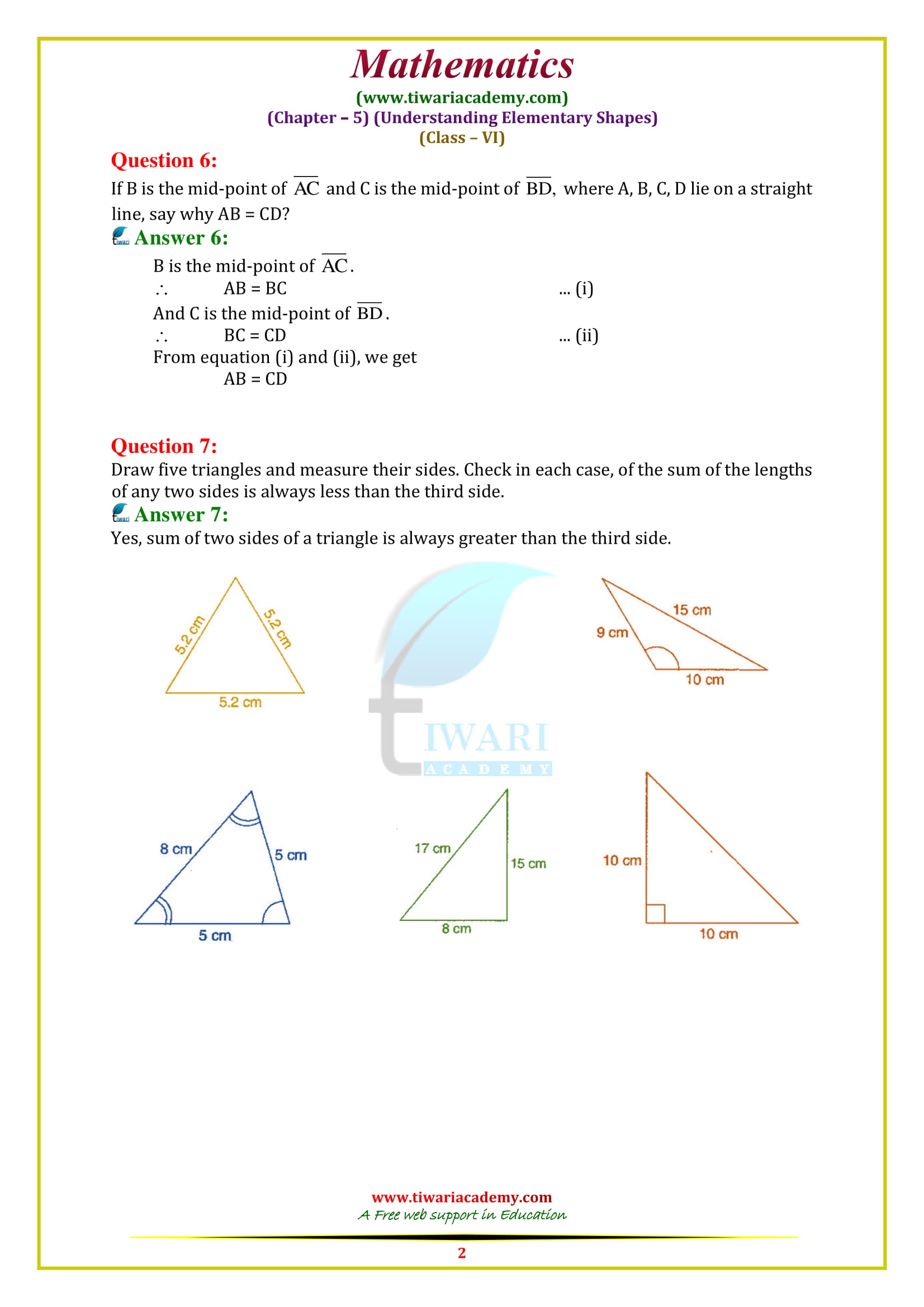 NCERT Solutions for Class 6 Maths Chapter 5 Exercise 5.2 in free pdf download