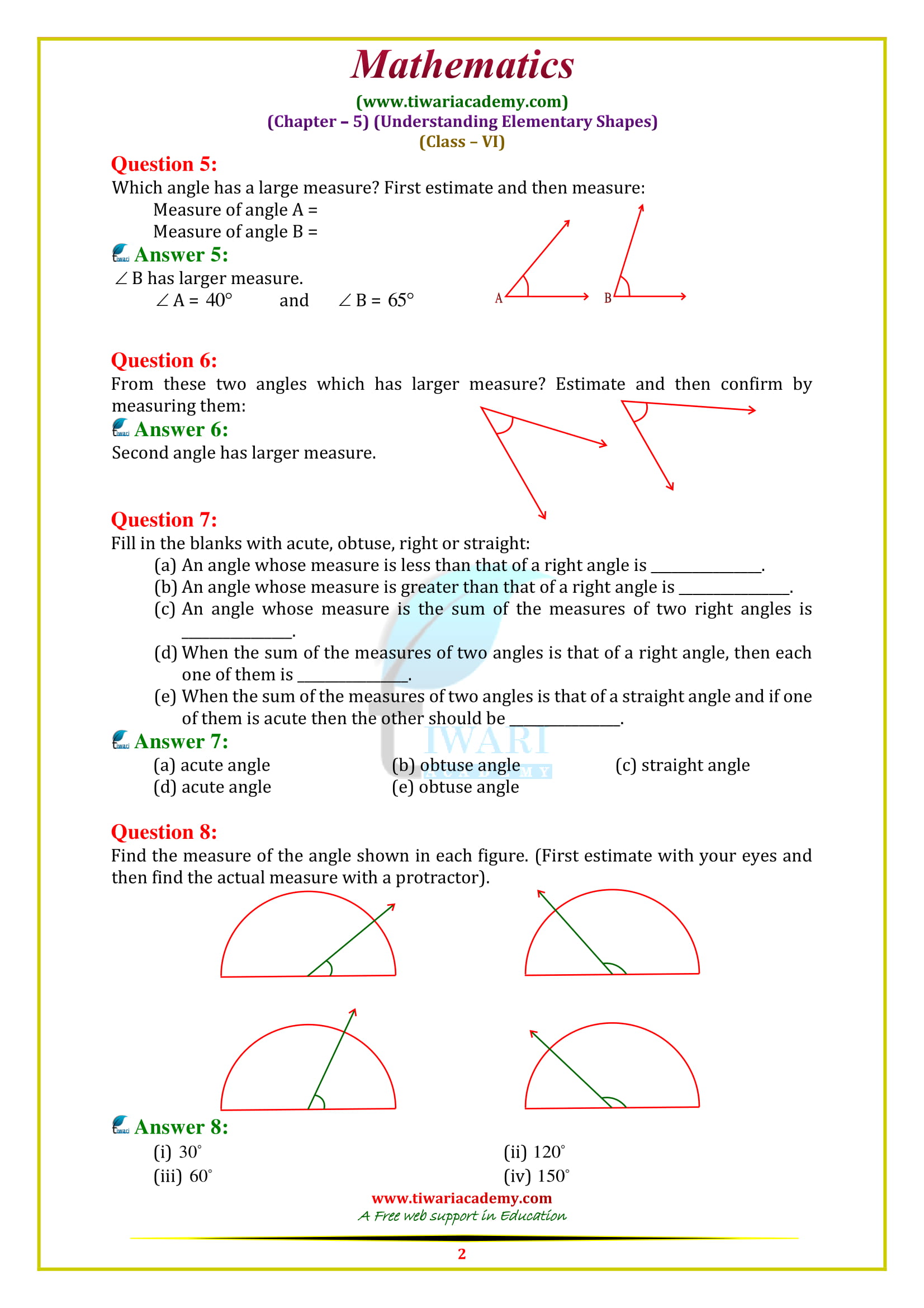 NCERT Solutions for Class 6 Maths Chapter 5 Exercise 5.4 in english medium