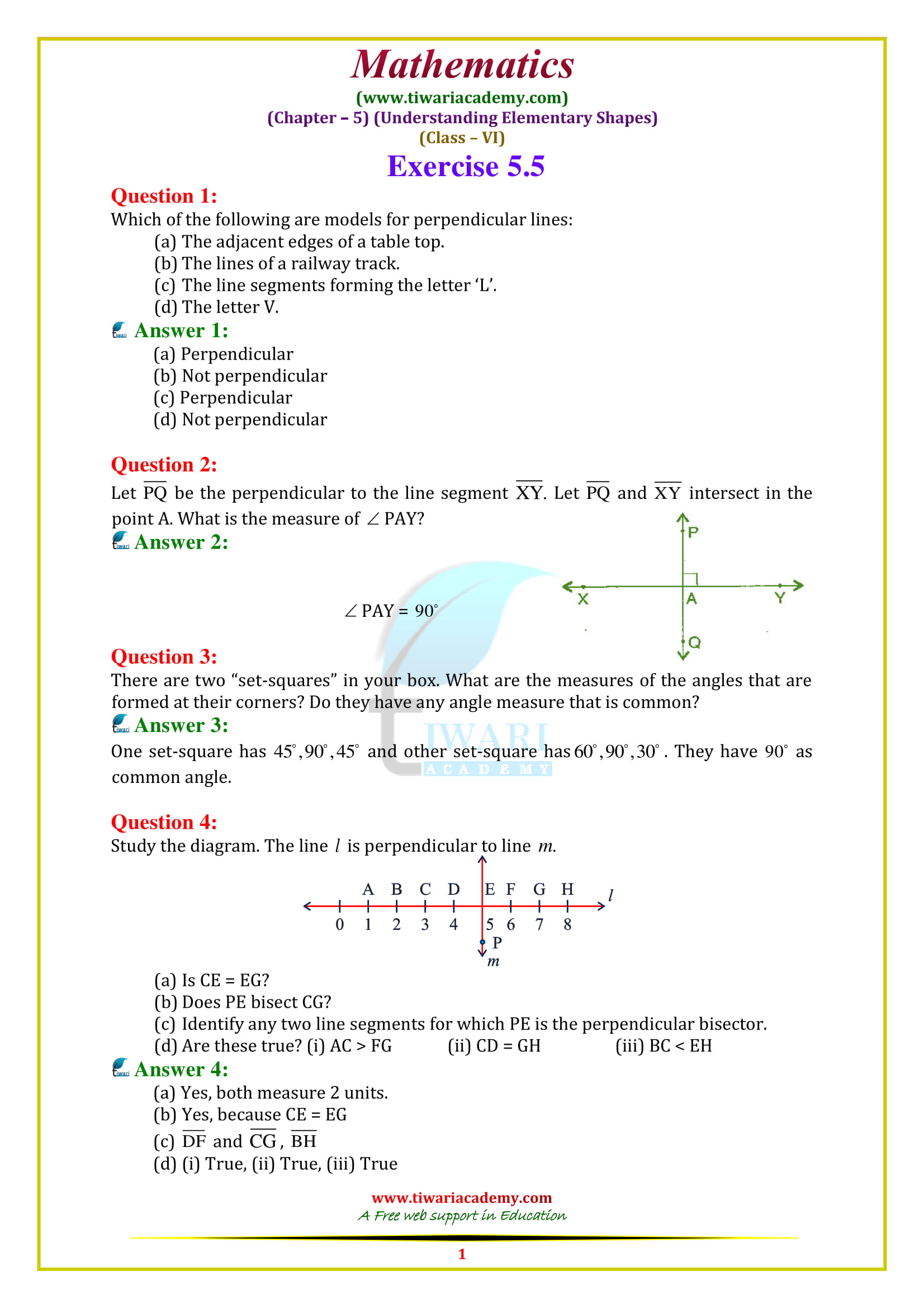 NCERT Solutions for Class 6 Maths Chapter 5 Exercise 5.5