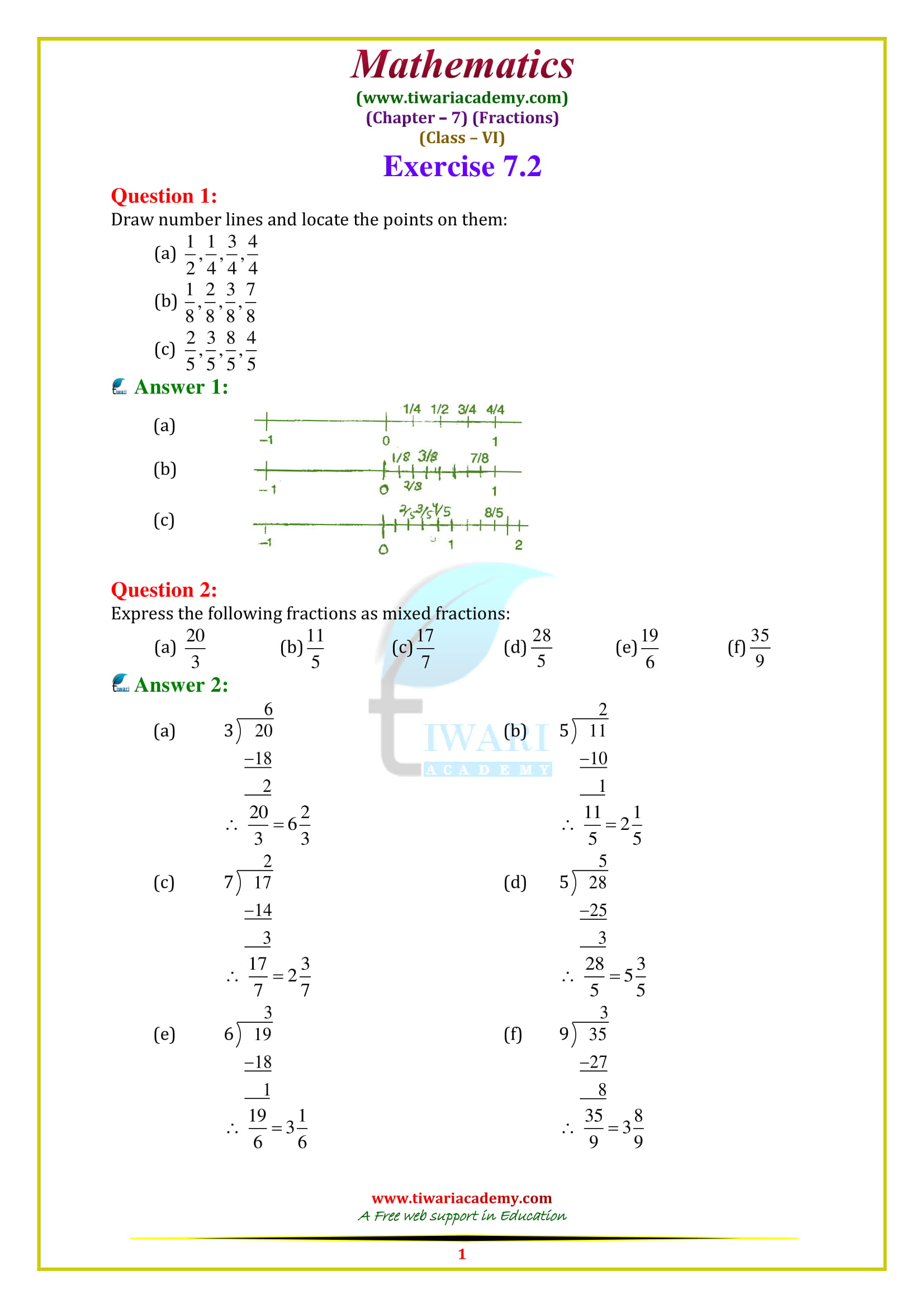 NCERT Solutions for Class 6 Maths Chapter 7 Exercise 7.2