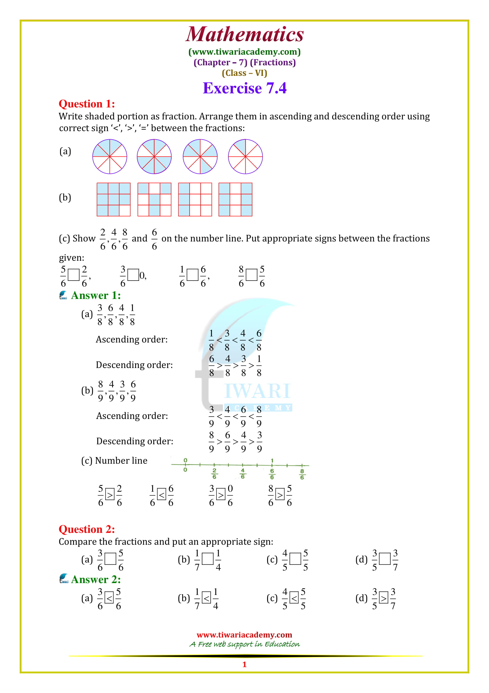NCERT Solutions for Class 6 Maths Chapter 7 Exercise 7.4