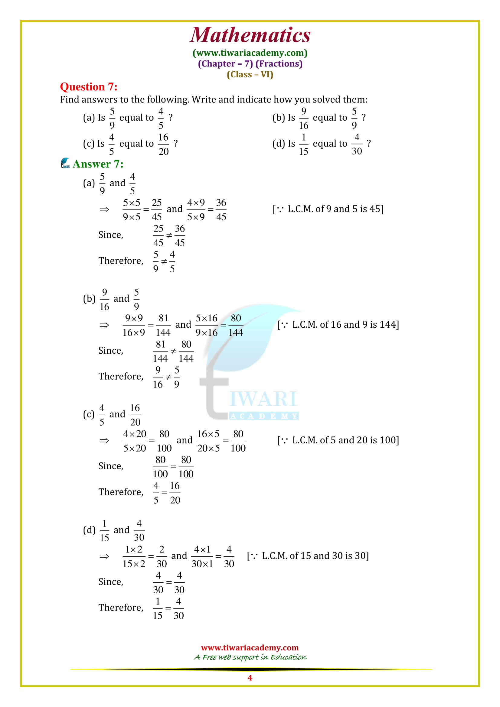 NCERT Solutions for Class 6 Maths Chapter 7 Exercise 7.4 all answers guide